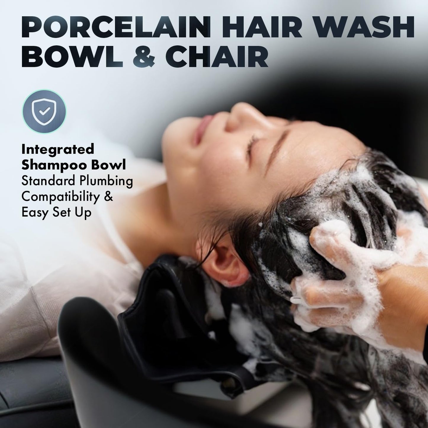 Buy-Rite Nova All-in-One Shampoo Backwash Unit for Professional Salons, Reclining Backrest, Integrated Shampoo Bowl, Easy to Clean, NIN-F-8811C-BLK-BW (Black Shampoo Bowl)
