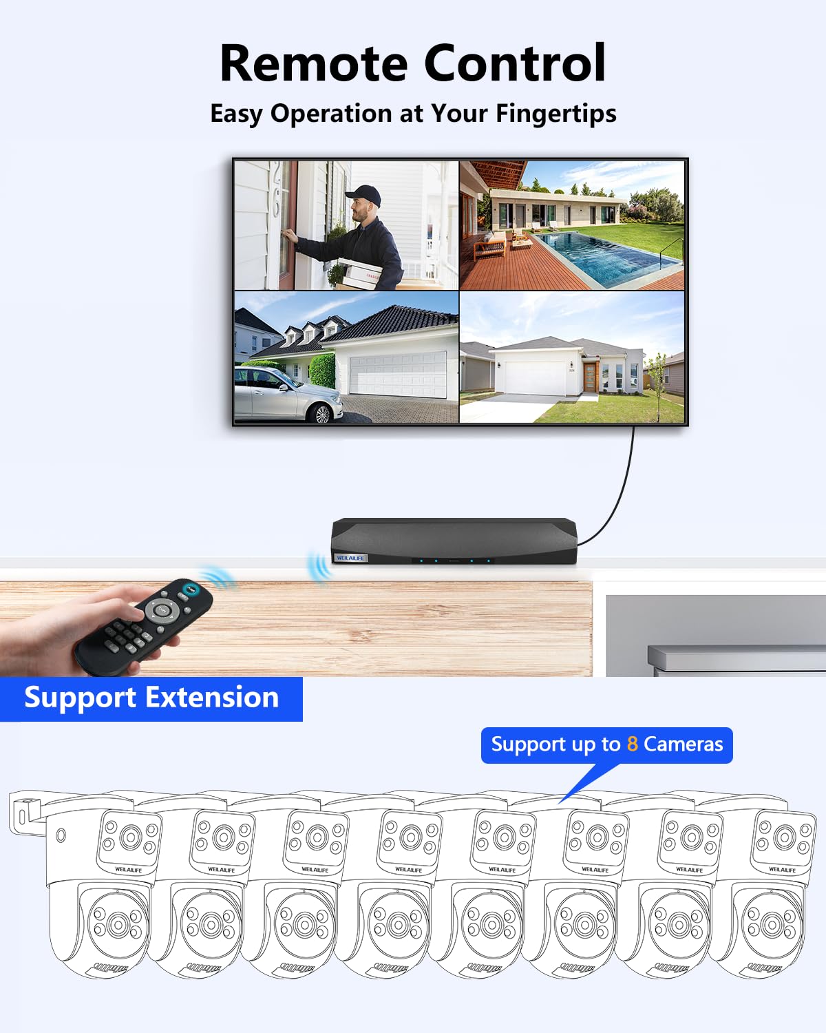 【2-Way Audio & Auto Tracking】 4K 8MP Wired Security Camera System, Outdoor POE PTZ IP Cameras, Home Video Surveillance Camera Systems