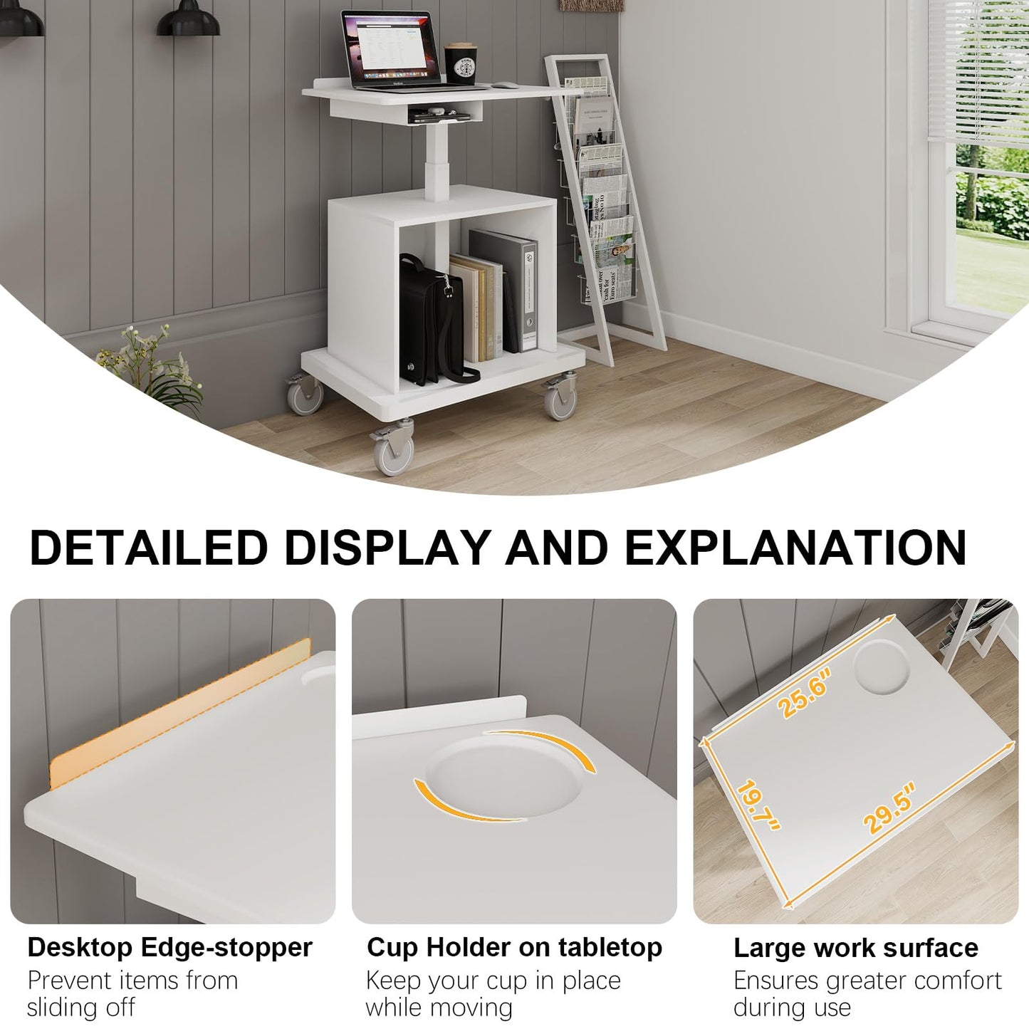 Natwind Mobile Workstation,Teachers Podium with Drawer & Open Cabinet