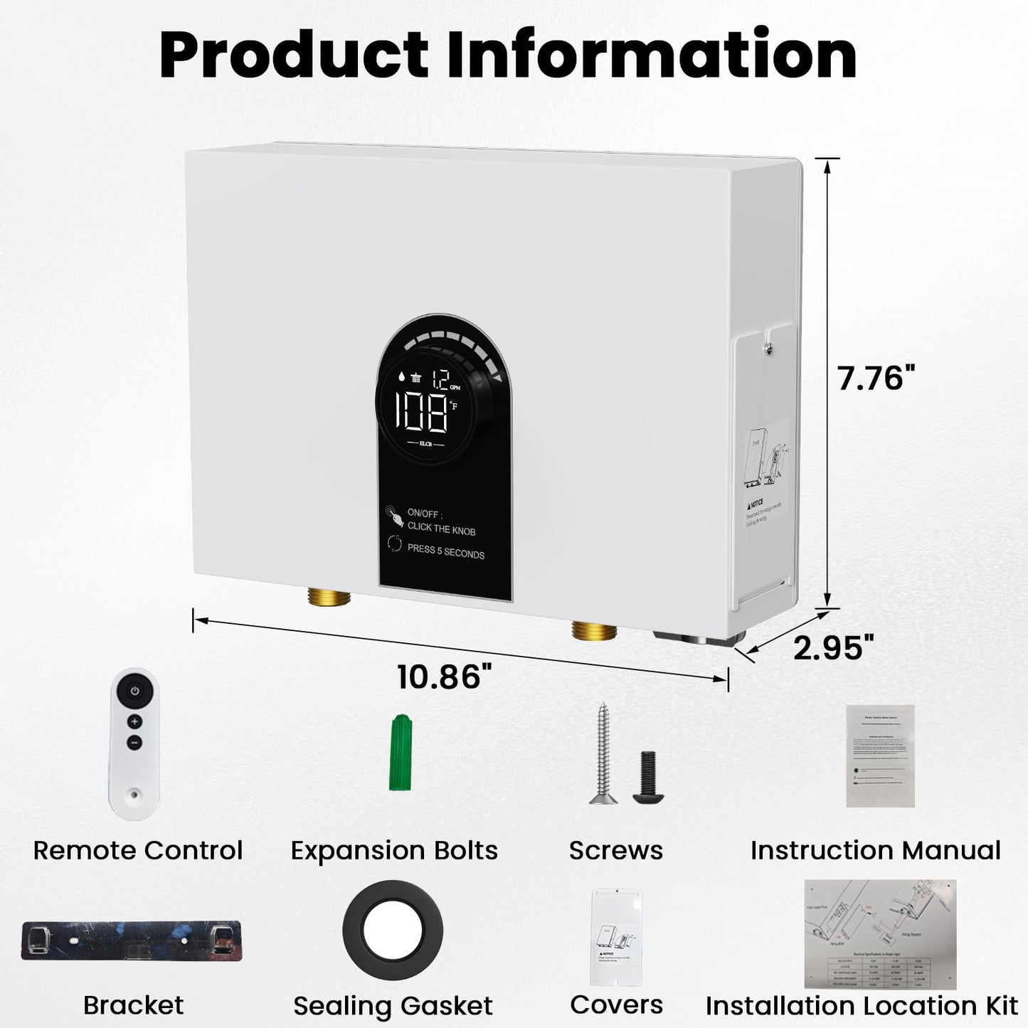 Tankless Water Heater Electric, 13kW 240Volt On Demand Instant Hot Water Heater with LED Digital Display Self-modulating, Overheating Protection, CSA Certified, Up to 3.38 GPM for 2-3 Point of Use