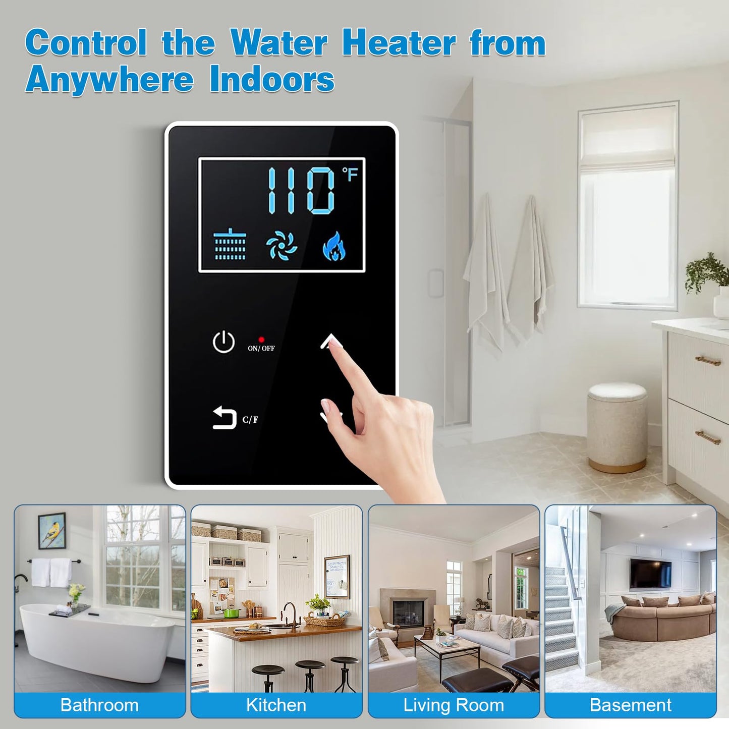 Natural Gas Tankless Water Heater, Outdoor Installation, Up to 5.3 GPM 130000 BTU On Demand Residential Natural Gas Instant Hot Water Heater Outdoor with Remote Controller, 110V,CSA Certificated,White