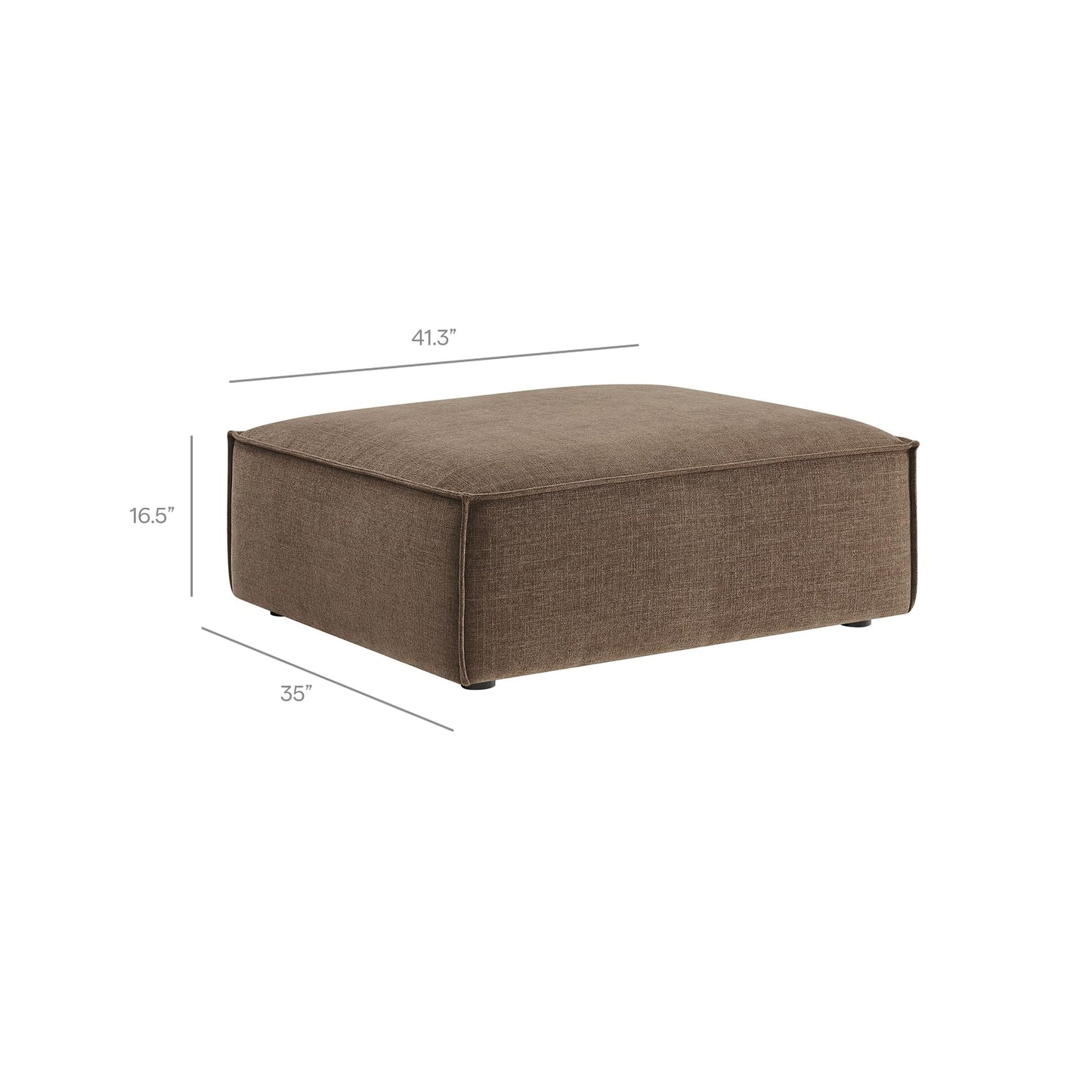 Modway Restore Performance Fabric Upholstered 4-Piece Modular Sofa Set with Ottoman in Mocha - Low Profile Sectional Sofa with Coil Seat Support and French Piping
