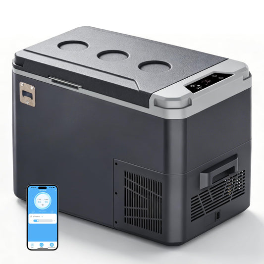 SubSun 12 Volt Refrigerator, 26QT Portable Freezer Compressor Cooler, 12V Car Fridge 0℉~68℉, Single Zone Electric Cooler for Vehicles, 12/24V DC & 100-240V AC Powered for Travel, Truck, Boat, Camping