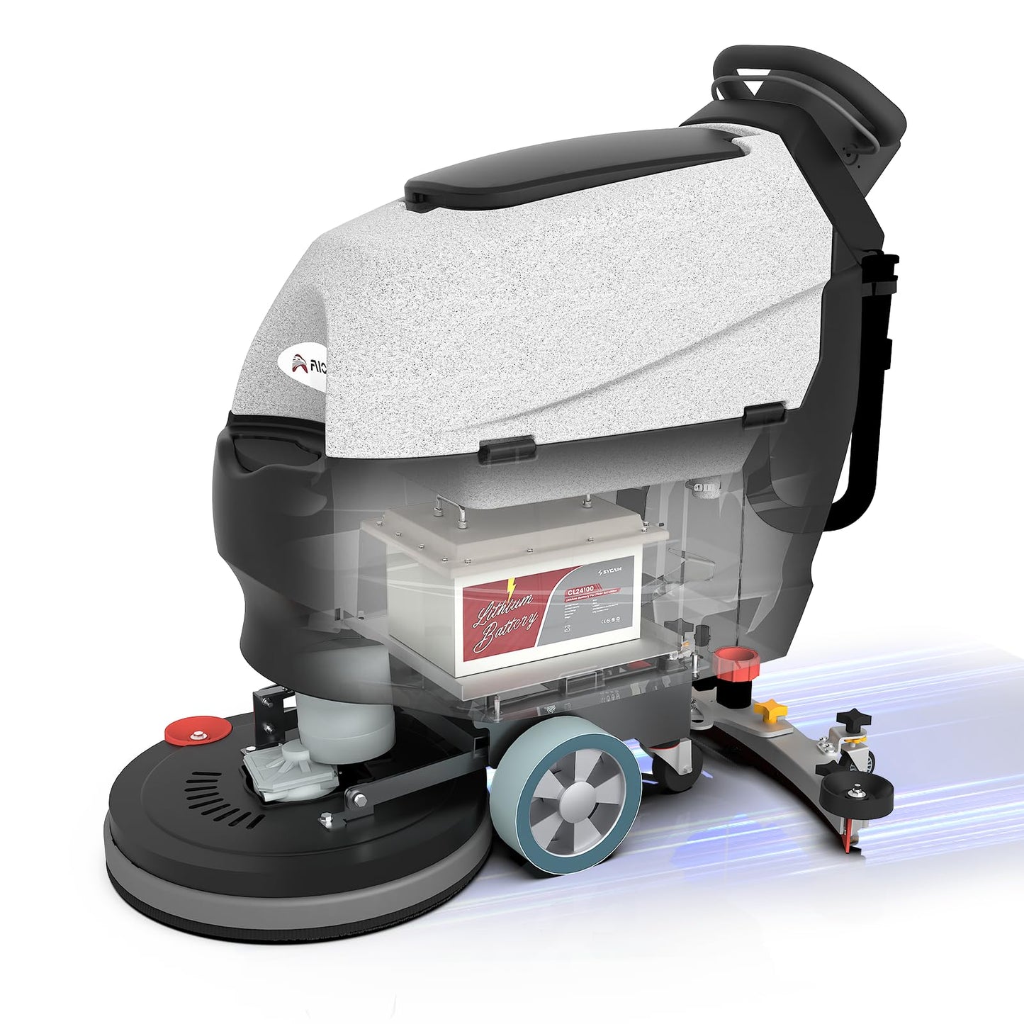 AIOLITH AF2013 Walk-Behind Commercial Floor Scrubber with 20" path, Lithium Battery, Up to 5 Hours Runtime, 11/13 Gal Tanks, Under 65 dBA, Floor Cleaning Machine for Retail Stores, Schools & Offices
