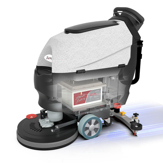 AIOLITH AF2013 Walk-Behind Commercial Floor Scrubber with 20" path, Lithium Battery, Up to 5 Hours Runtime, 11/13 Gal Tanks, Under 65 dBA, Floor Cleaning Machine for Retail Stores, Schools & Offices