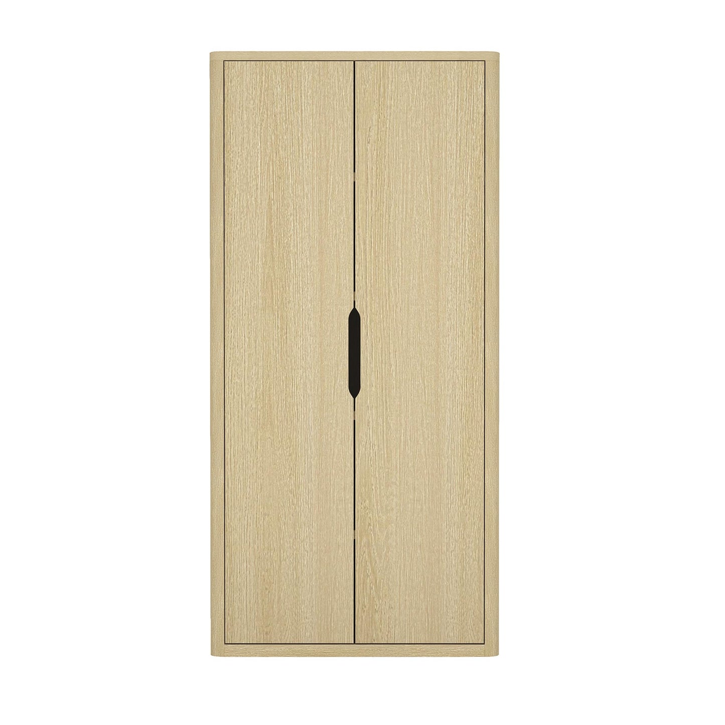 Manhattan Comfort Rivington Bookshelf 79 in Tall 5-Tier Bookcase with Soft Close Doors, Modern Storage Cabinet, Handle-Free, Round Corner Design for Living Room, Bedroom, or Home Office in Natural Oak