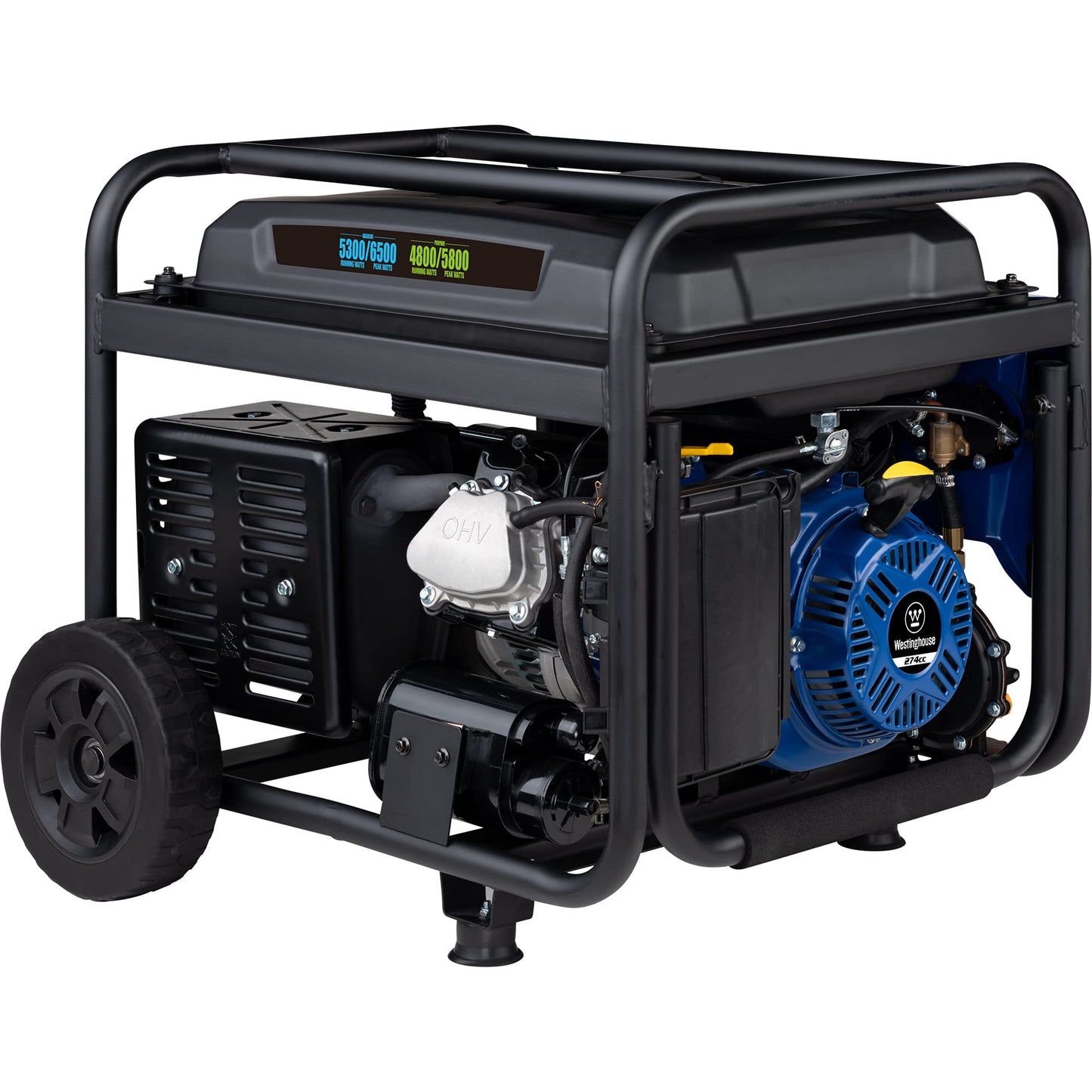 Westinghouse 6500 Watt Dual Fuel Home Backup Portable Generator, Transfer Switch Ready 30A Outlet, RV Ready 30A Outlet, CO Sensor
