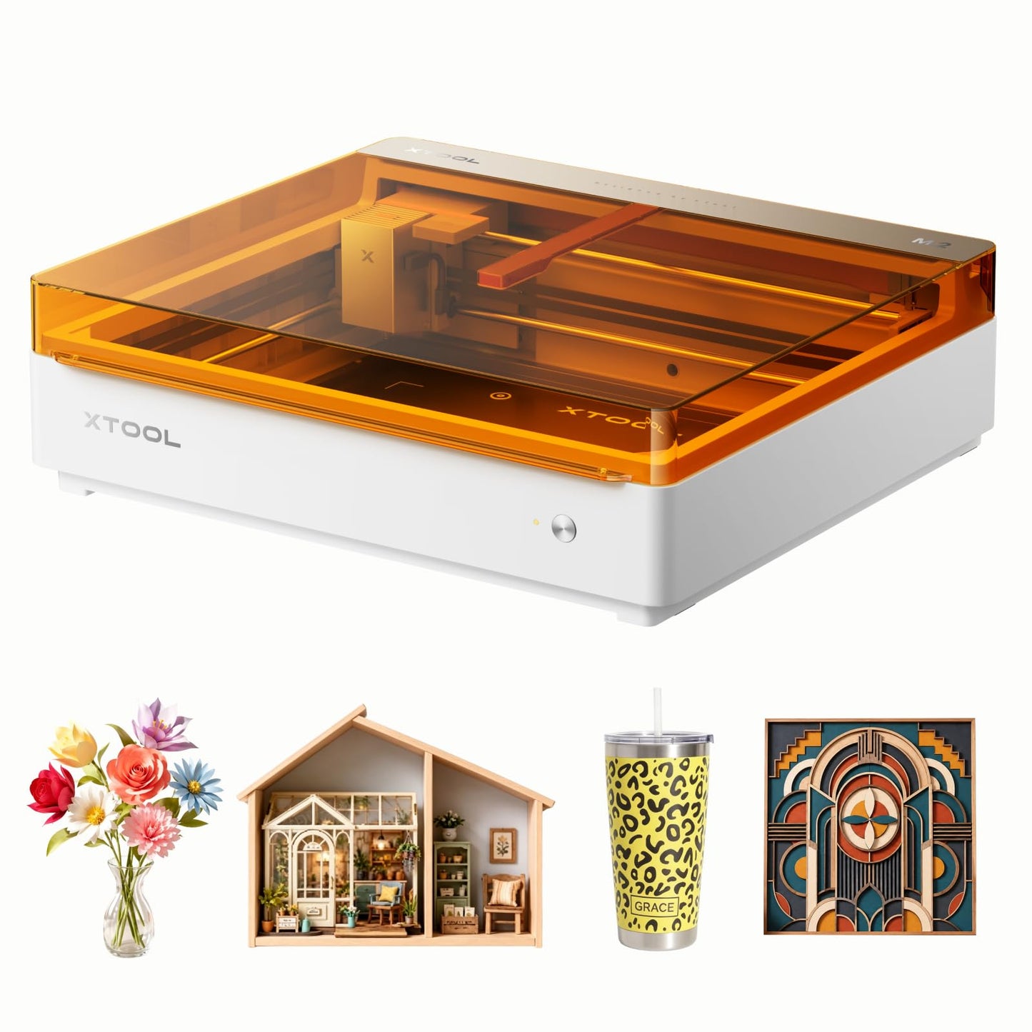 xTool M2 10W Laser Engraver, Built-in Dual Cameras, Class 1 Enclosed Safe Laser Engraving Machine for Home DIY Craft on Wood, Leather, Felt, Fabric, Paper