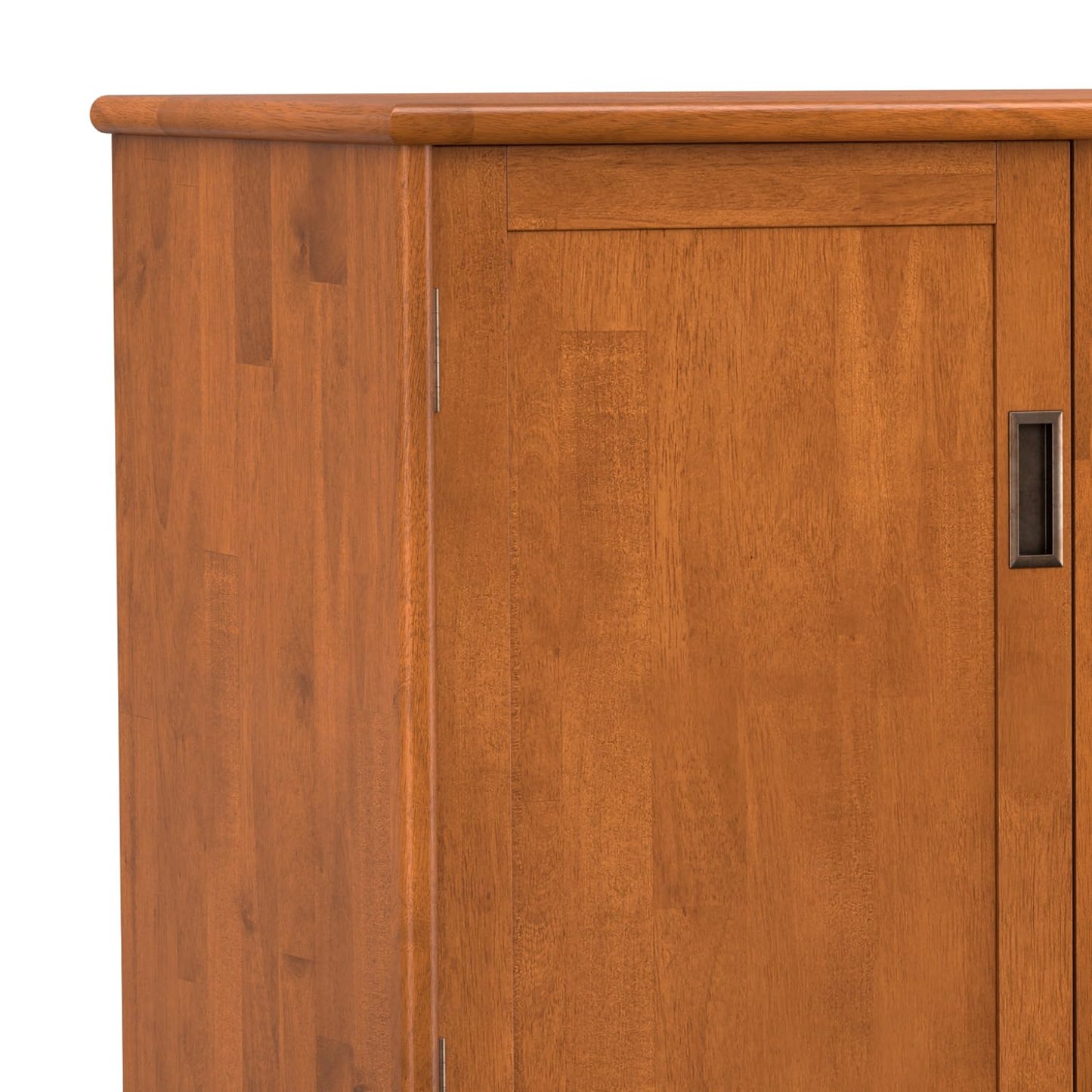 SIMPLIHOME Draper Buffet - 50 inch Wide Solid Hardwood 3-Door Sideboard Buffet in Teak Brown, Mid-Century Modern Cabinet for Dining Room or Kitchen with Adjustable Shelves and Tapered Legs