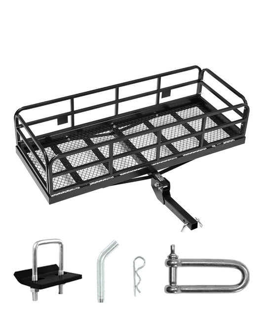 VEVOR 60x24x14 in Hitch Cargo Carrier, 500lbs Capacity Folding Trailer Hitch Mount Cargo Basket, Steel Luggage Carrier Rack Fits 2" Hitch Receiver for SUV Pickup Truck