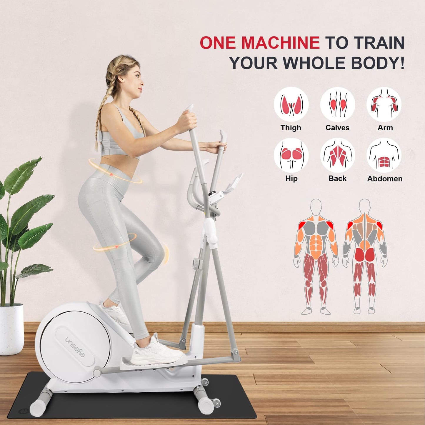 NEW Updated Elliptical Machine for Home,16-Level Resistance Elliptical Exercise Equipment, Hyper-Quiet Magnetic Driving System, 330 LBS Loading Capacity, Elliptical Trainer with LCD Monitor