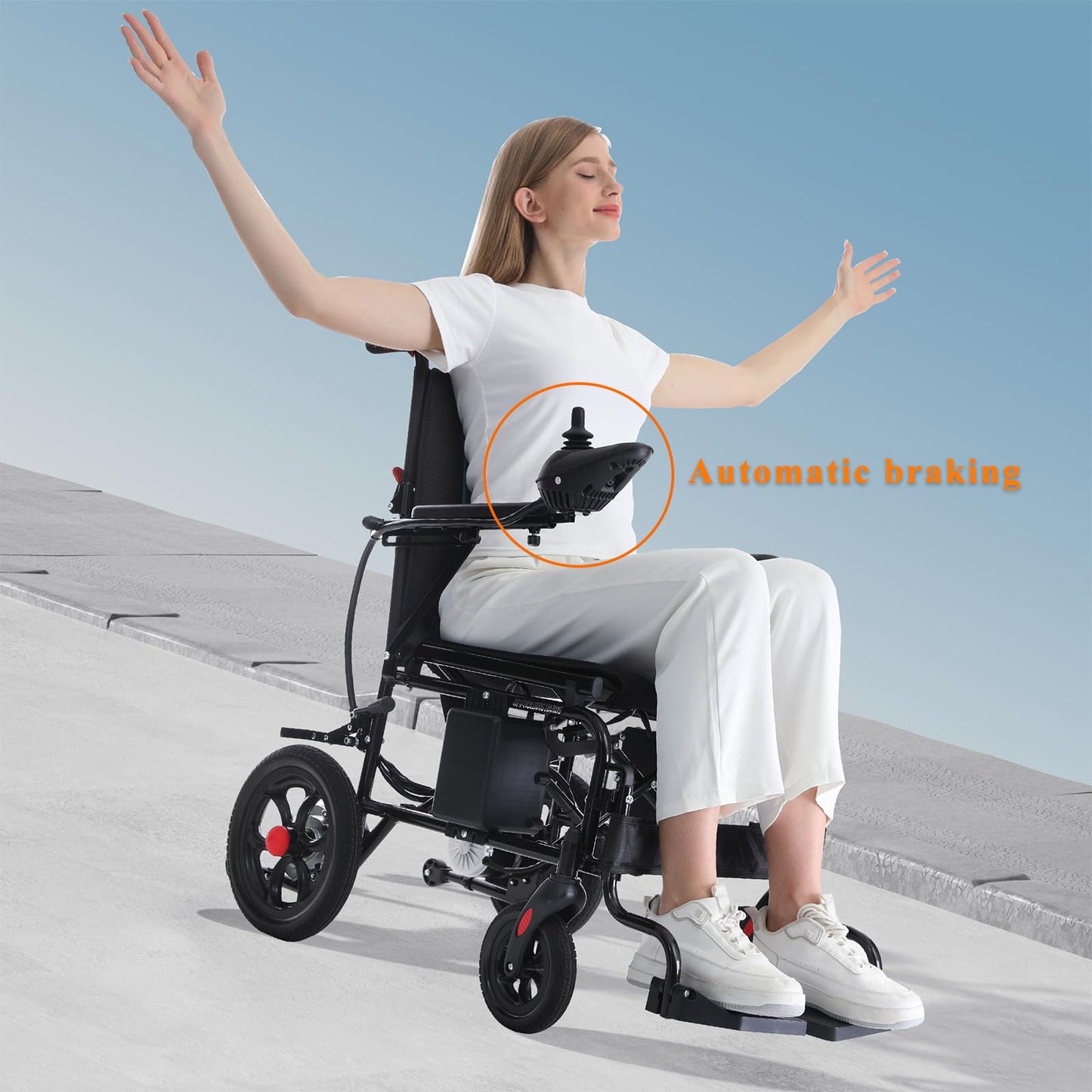 Electric Wheelchair,All Terrain Motorized Wheelchair for Seniors,Long Range Lightweight Foldable Electric Wheelchair15 Mile Range, 500W Motor