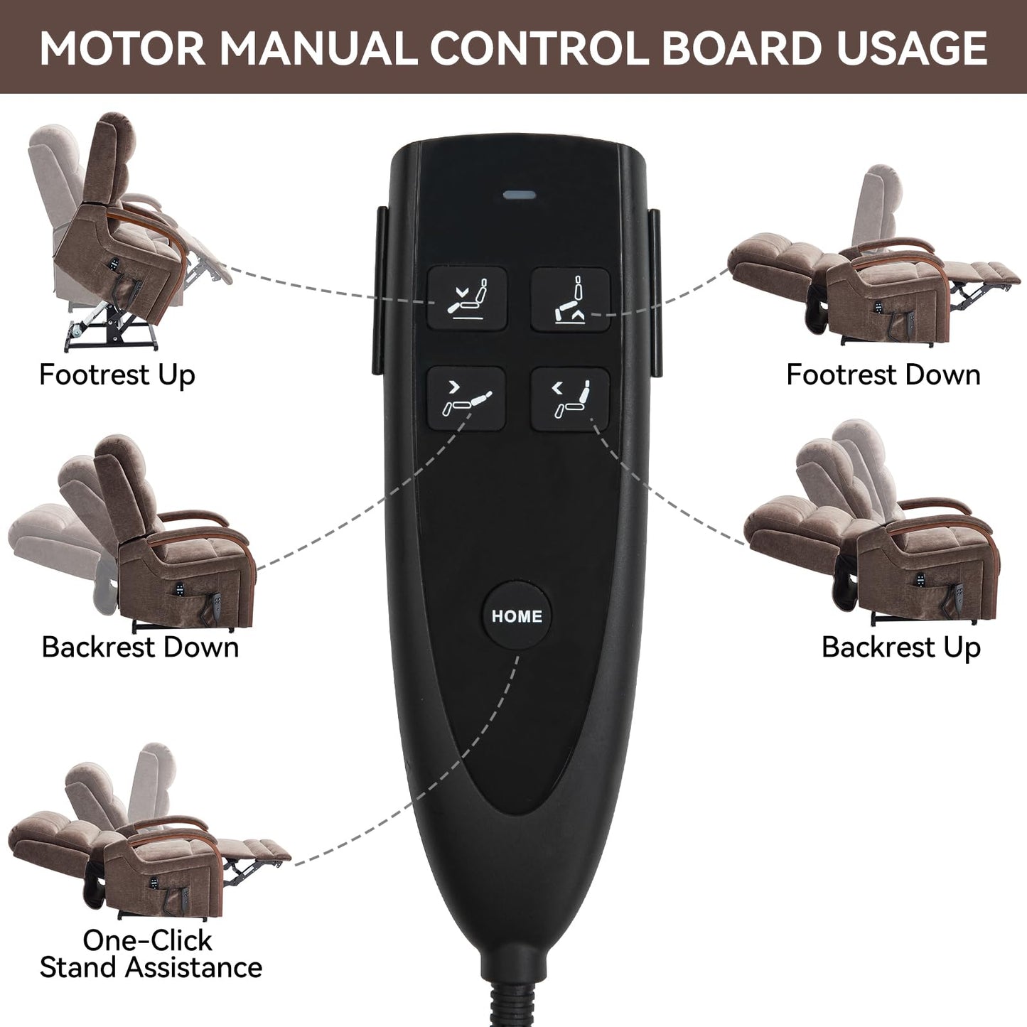 KEIKI Chenille Electric Power Lift Recliner Chair with Heat Massage, Solid Wood Armrests & Timer Function, Elderly Lazy Boy Sofa Seating for Home Theater, Infinite Position, Dual Motor, Up to 350 LBS