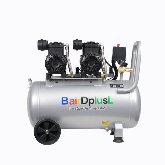 BairDplusL 14.5 Gallon Ultra Quiet Air Compressor 110V/60Hz 1.5HP 8.8CFM MAX 115PSI Steel Tanks Oil-Free 70dB Noise Level Light & Quiet Portable Air Compressor with Wheels for Auto Repair