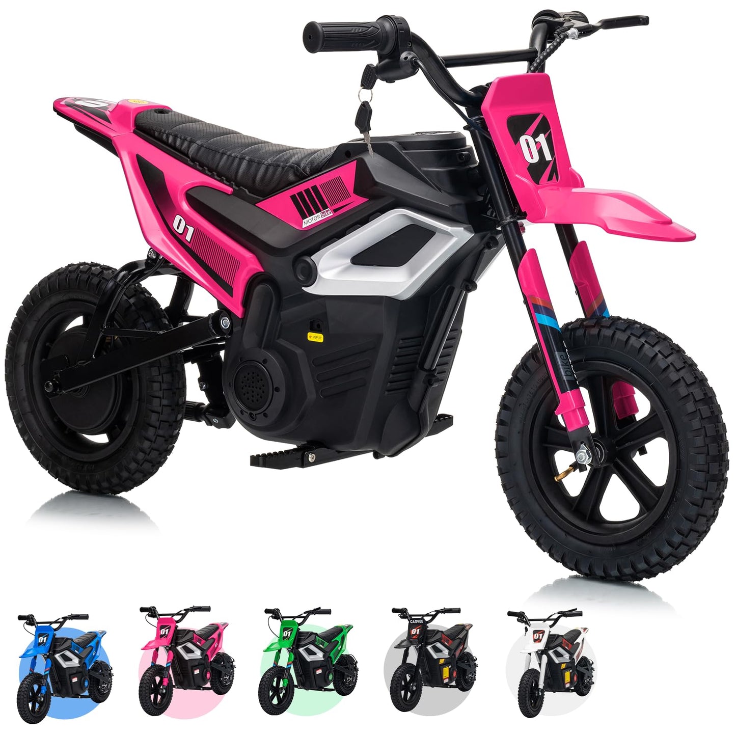 24V Electric Dirt Bike for Kids, 350w Electric Motorcycle for Kids - Up to 13.67Mile/h Long-Range, Ride on Motorcycle with Rear Wheel Suspension, 12 Miles Range, Twist Grip Throttle, Rubber Tire