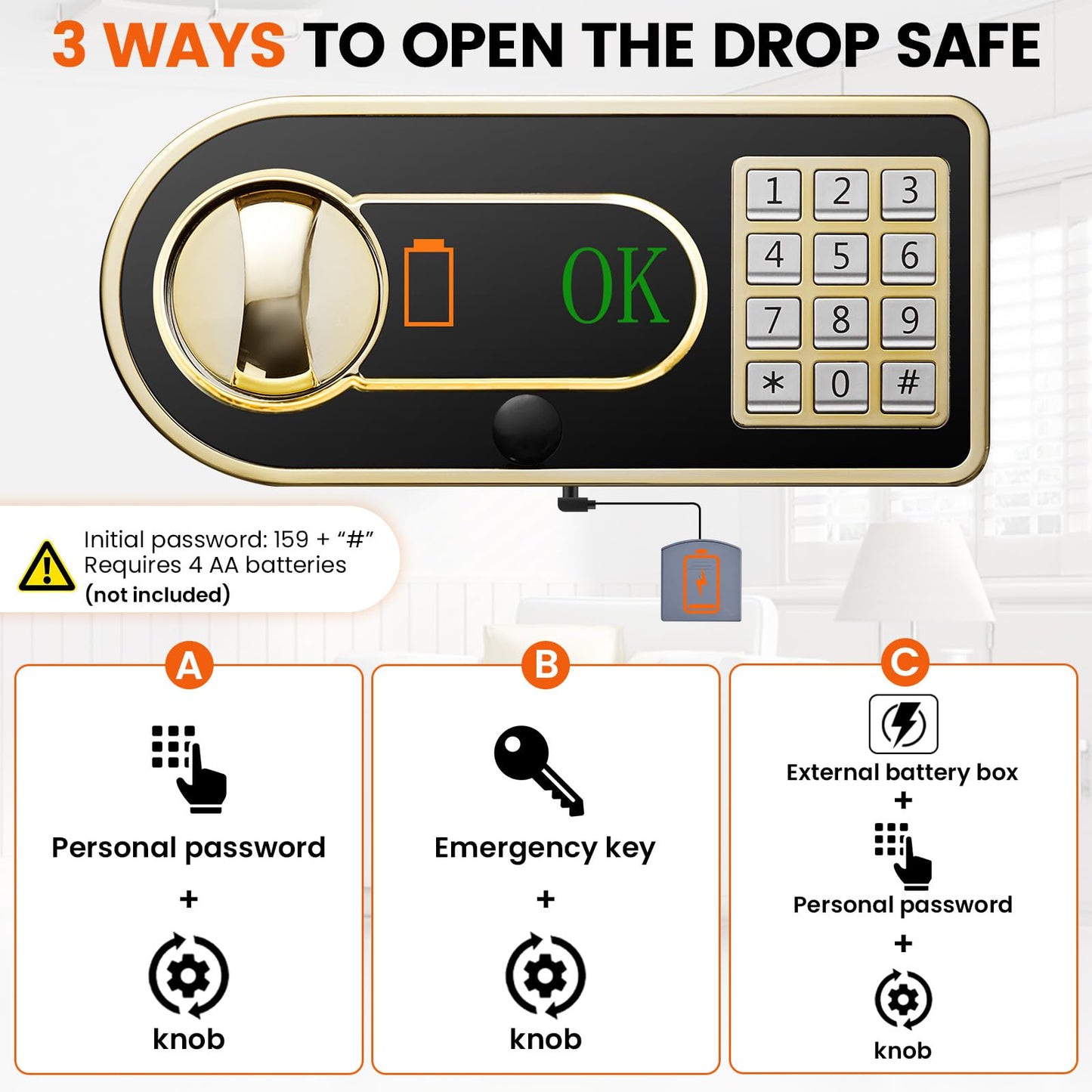 7.5 Cuft Large Commercial Drop Safe for Business, Anti-theft Depository Safe Box with Drop Slot, Digital Keypad, Spare Key and Removable Shelf, Heavy-duty Cash Drop Box Safe for Bars Office Retail