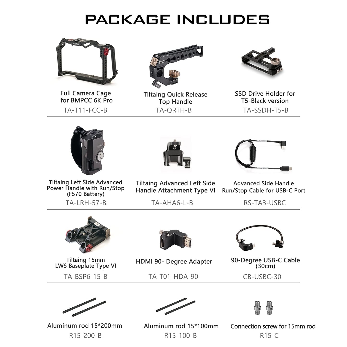 Tilta Camera Cage for BMPCC 6K Pro/G2 | Protective Gear | Mount Accessories | Compatible with Blackmagic Design Pocket Cinema Camera 6K Pro (Black, Advanced Kit)