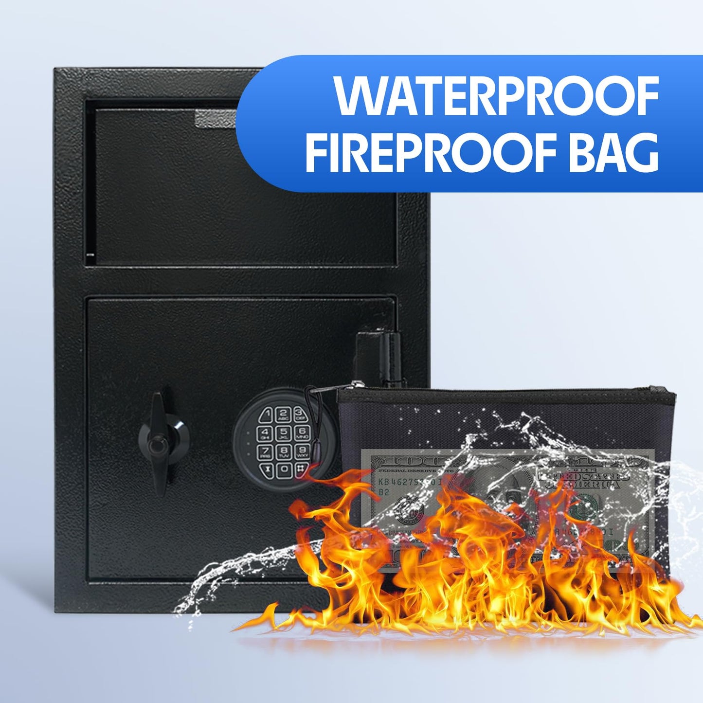 Drop Safe for Business Depository Cash Safes with Drop Slot 2.6 CUB Money Safe Box with Digital Combination and Anti-Fishing for Home Office Hotel Restaurant
