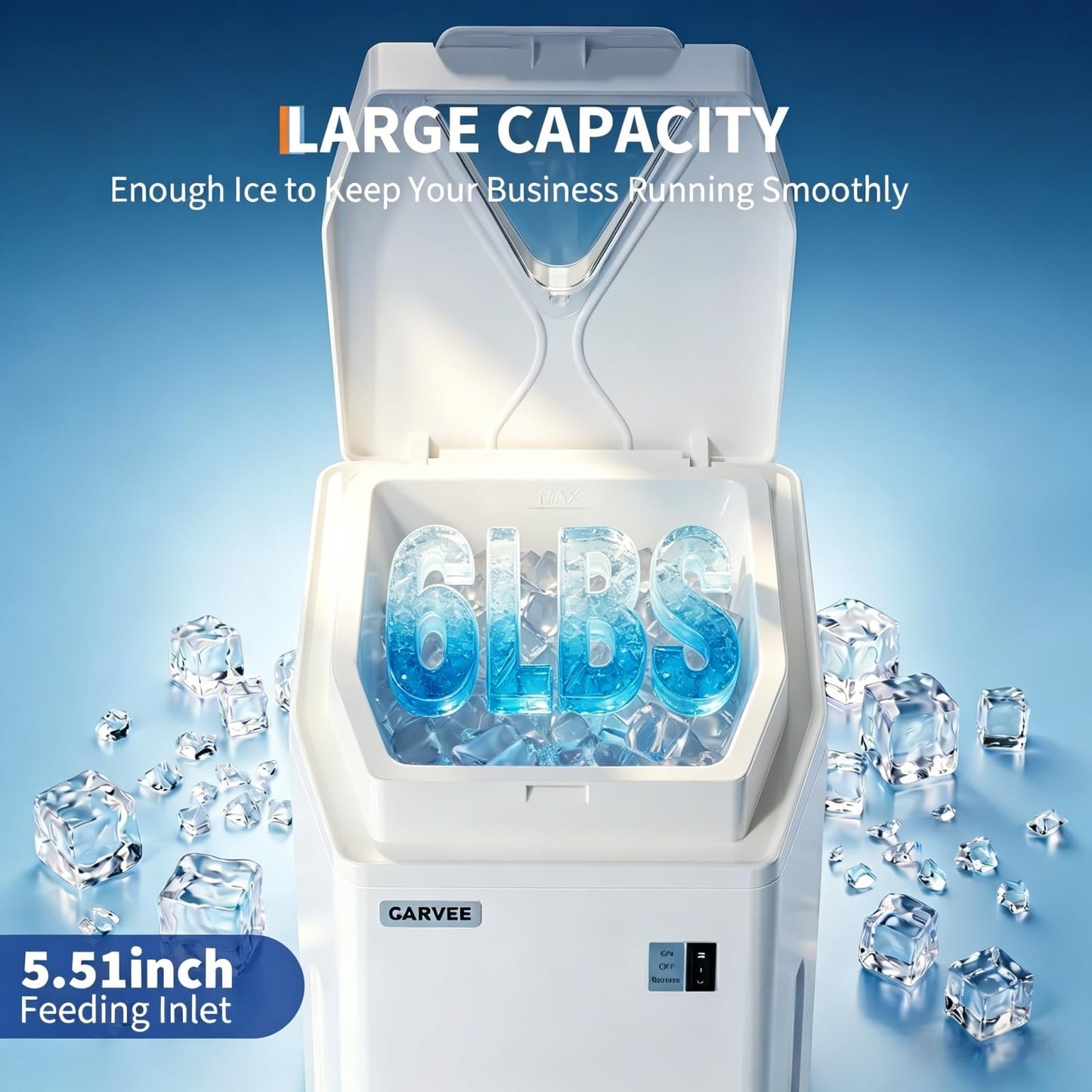Commercial Shaved Crusher Ice Machine, 300LB/H Snow Cone Machine with 6L Storage Box, Ice Texture Control, 500W 500RPM Electric Snow Cone Maker for Home, Bars, Cafes, Parties, White