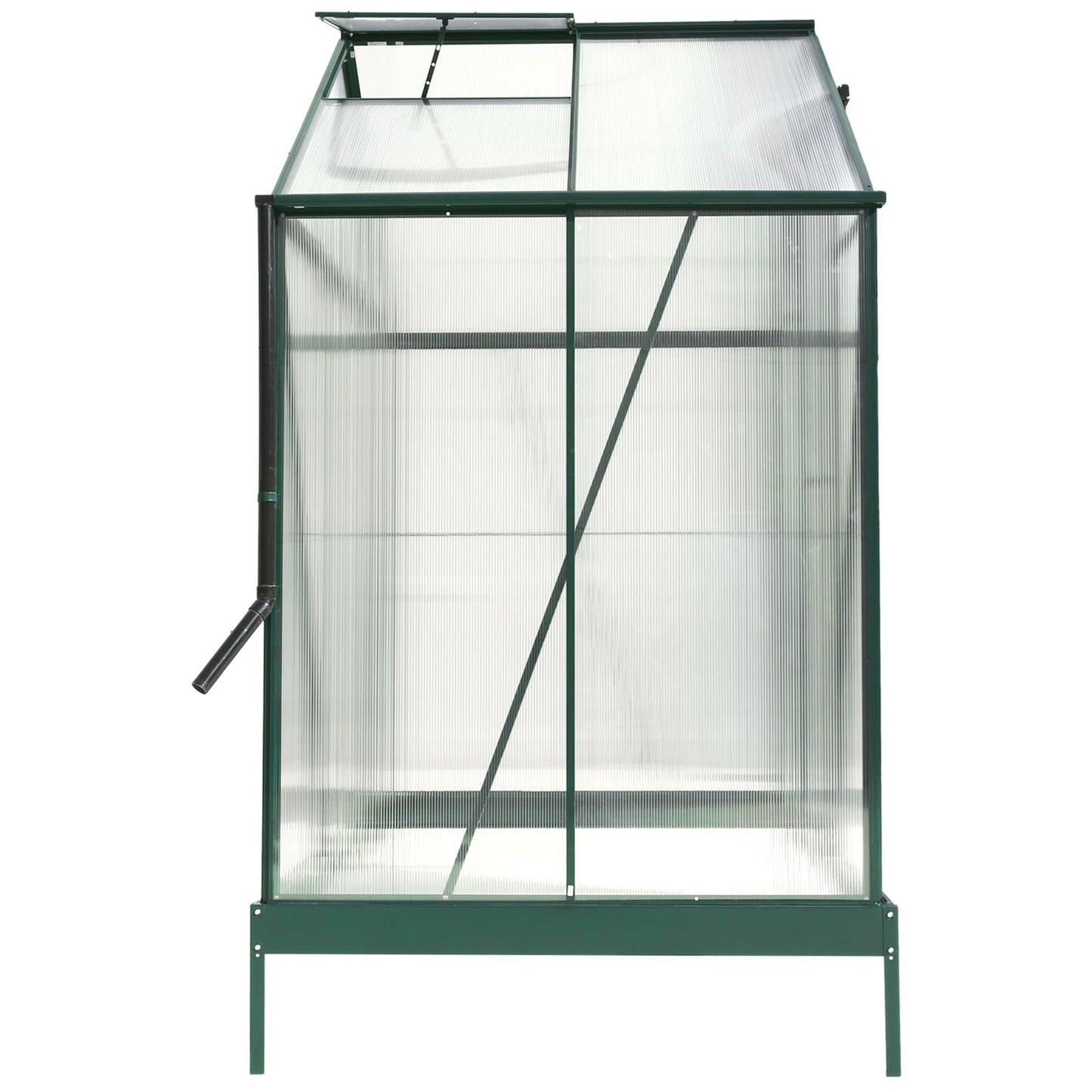 KEIKI 6.2x4.2FT Polycarbonate Greenhouse Walk-in Heavy Duty Outdoor with Aluminum Frame, Clear Panels, Rain Gutter, Vent, Sliding Door for Backyard Plant Nursery, UV Safe All Season, Green