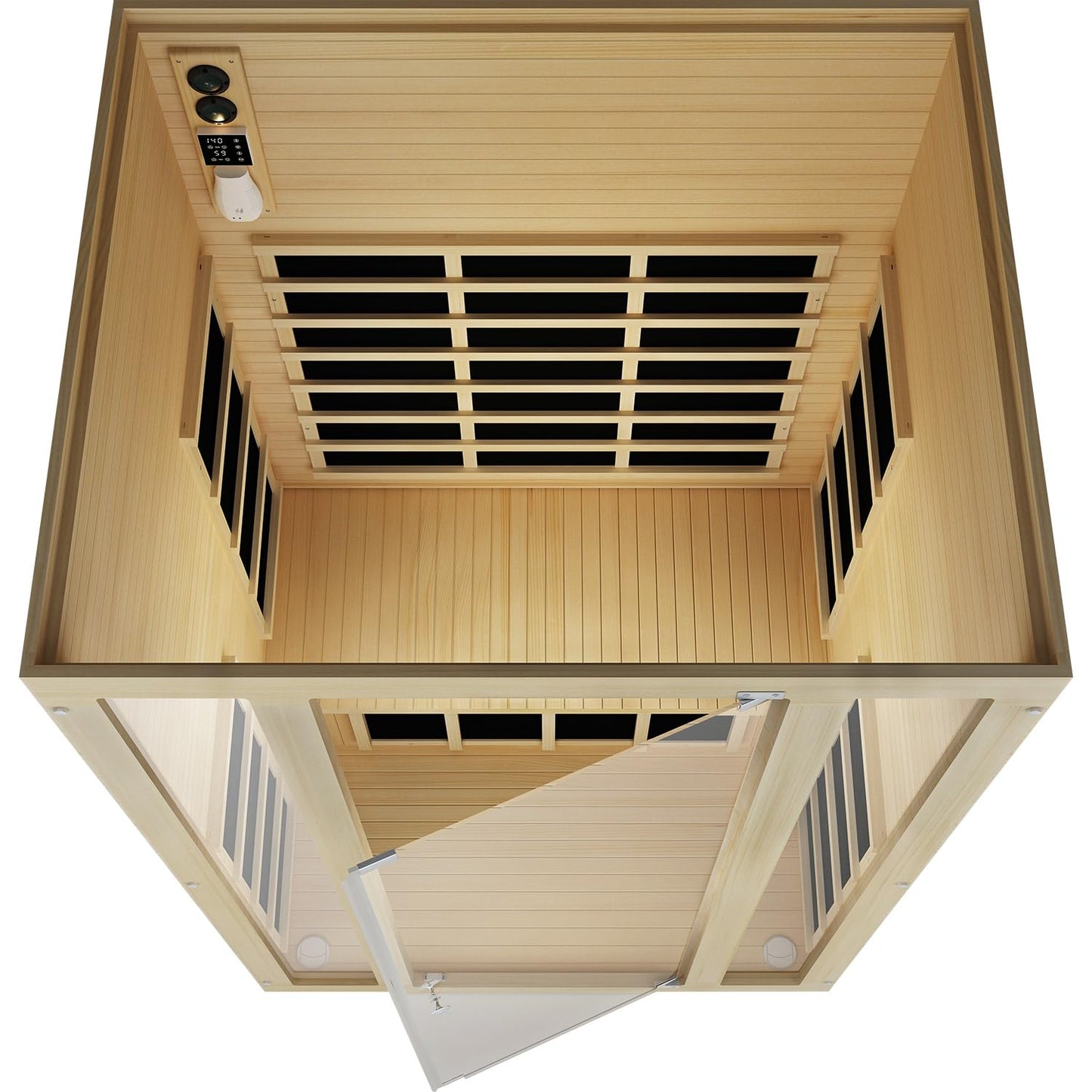 JNH Lifestyles Ensi+ 2-Person Home Infrared Sauna with Color & Red Light Therapy, Ultra-Low EMF - Indoor Personal Luxury Spa for House and Gym