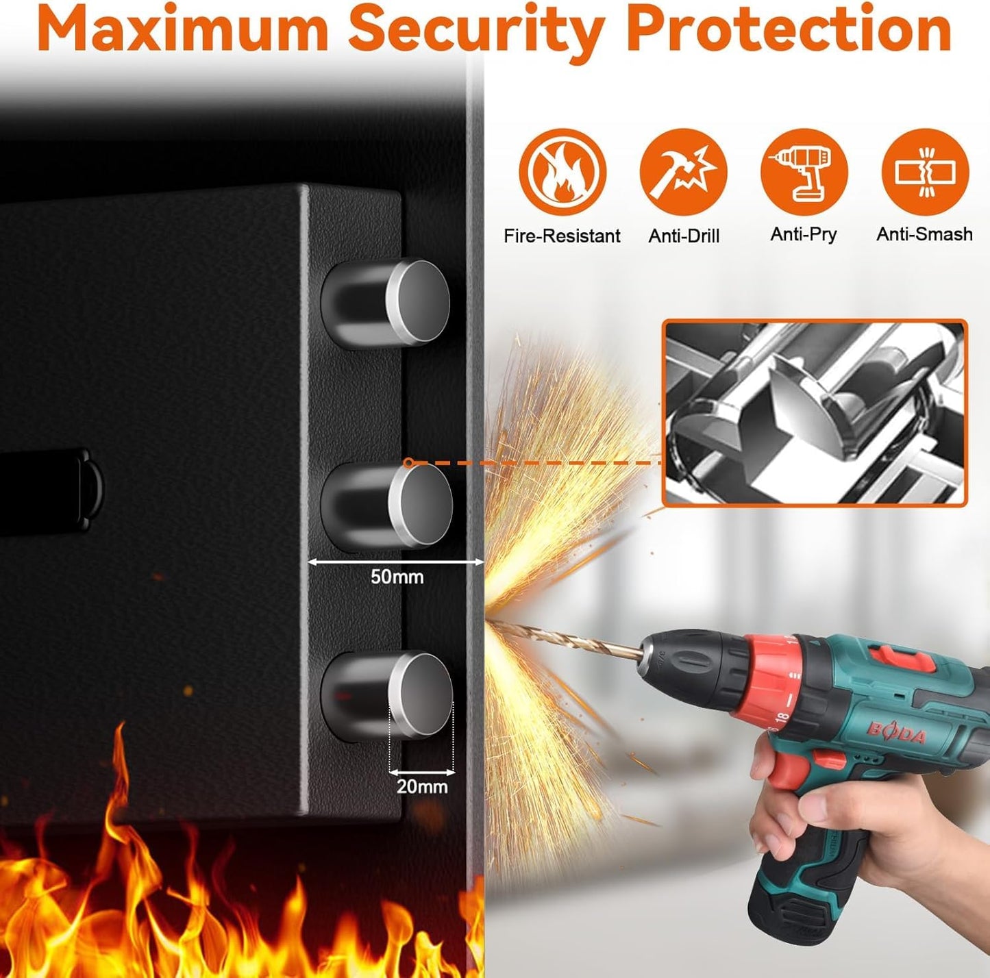 6.2 Cuft Large Home Safes Water and Fireproof with Digital Keypad & Key Lock, Fire Security Safe Box with 3 Removable Shelves, Fireproof Safes for Money Documents Jewelry, 27.56"H x13.78"W x 11.81"D