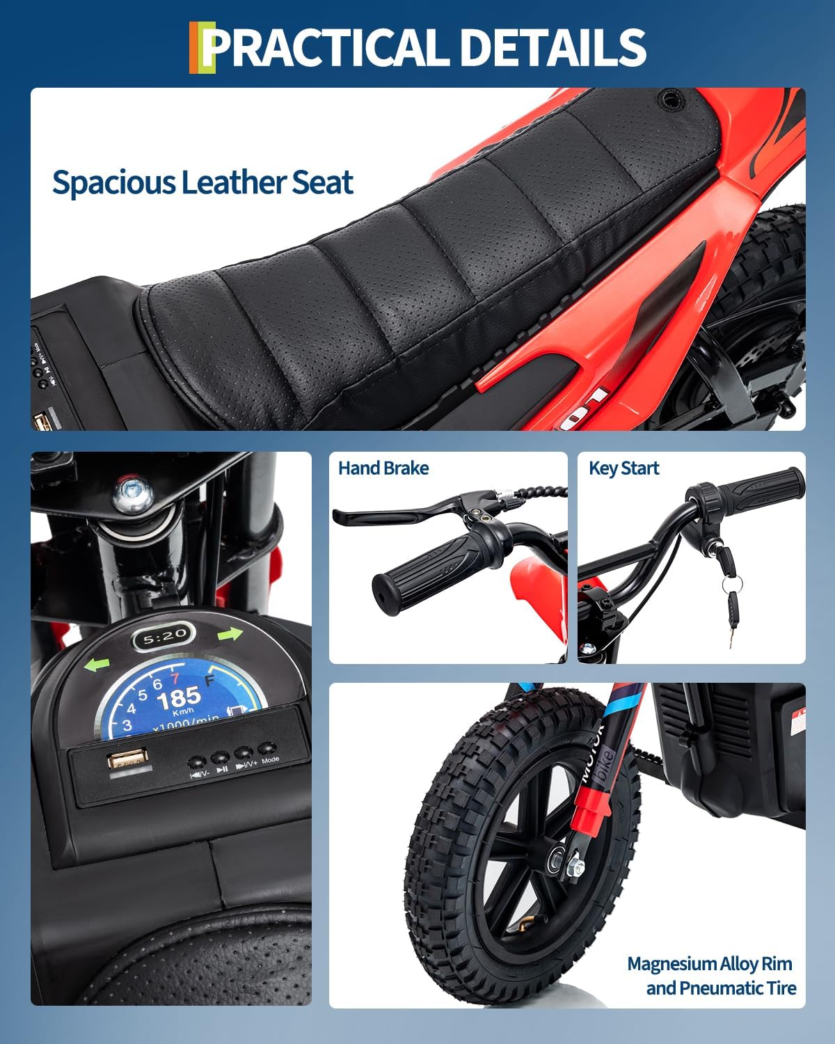 GarveeLife Electric Dirt Bike for Teens, 12" Fat Tire 350W Electric Motorcycle with 24V Battery, 14MPH Top Speed, 130 LBS Max Load, Mini Dirtbike for Kids, Mountain Off-Road Bike Fit Age 10+