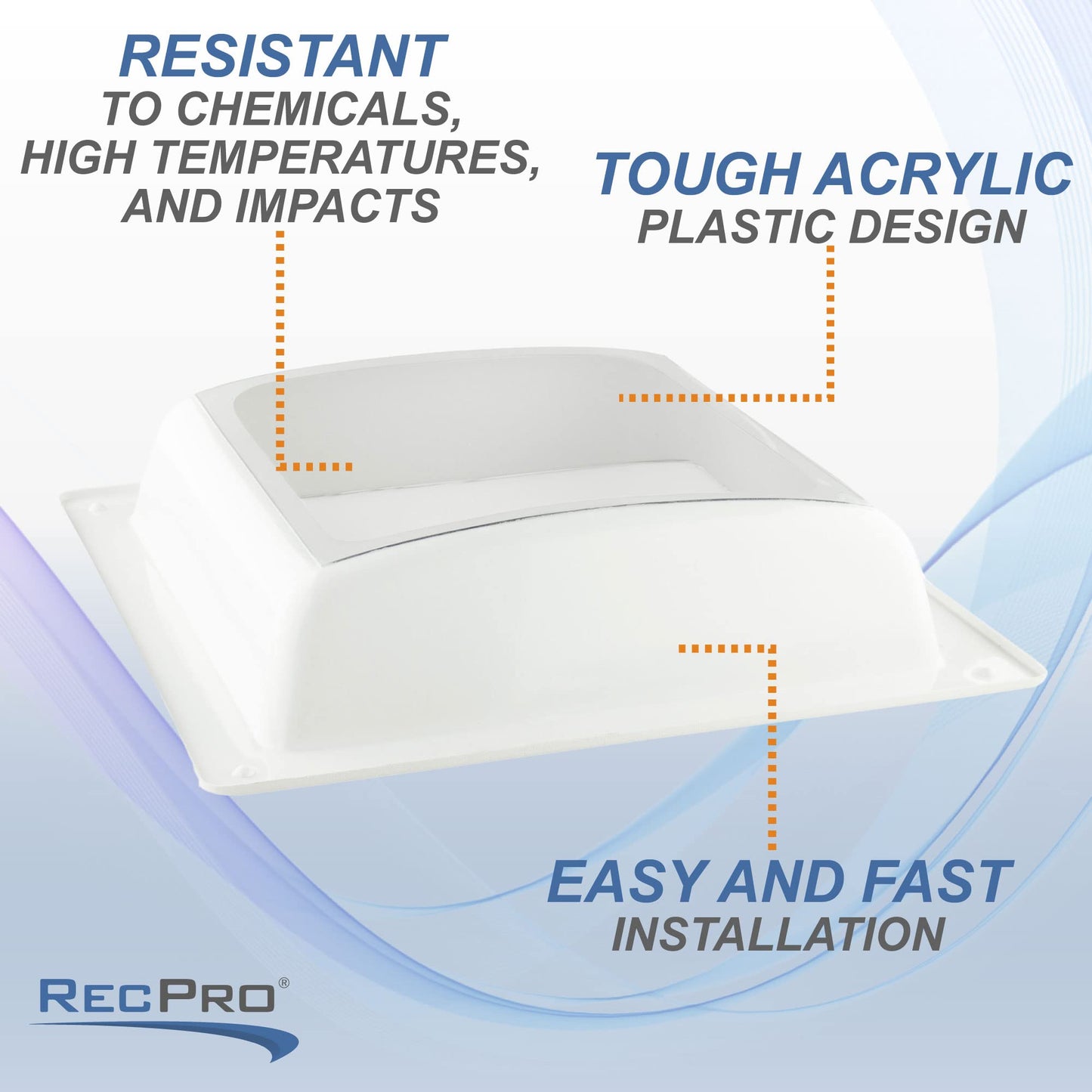 RecPro RV Skylight Inner Dome with Clear Window, Model RP-5055, 14in x 14in Universal Size
