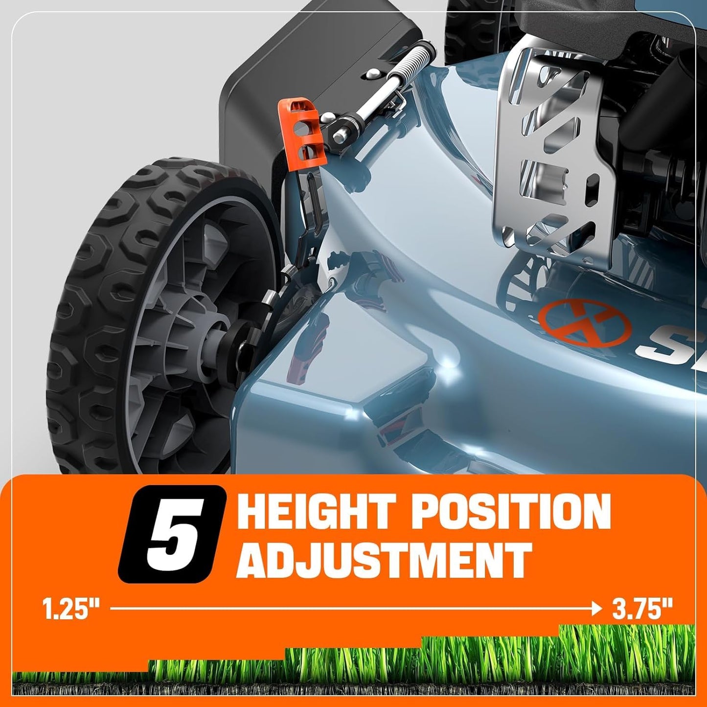 SENIX 20 inch Gas Push Lawn Mower, 144 cc 4-Cycle OHV Engine Push Mower, Side Discharge, 5 Position Cutting Height Adjustment, Low Noise & Fuel-Efficient for Lawn, Yard and Garden (LSPG-L5)