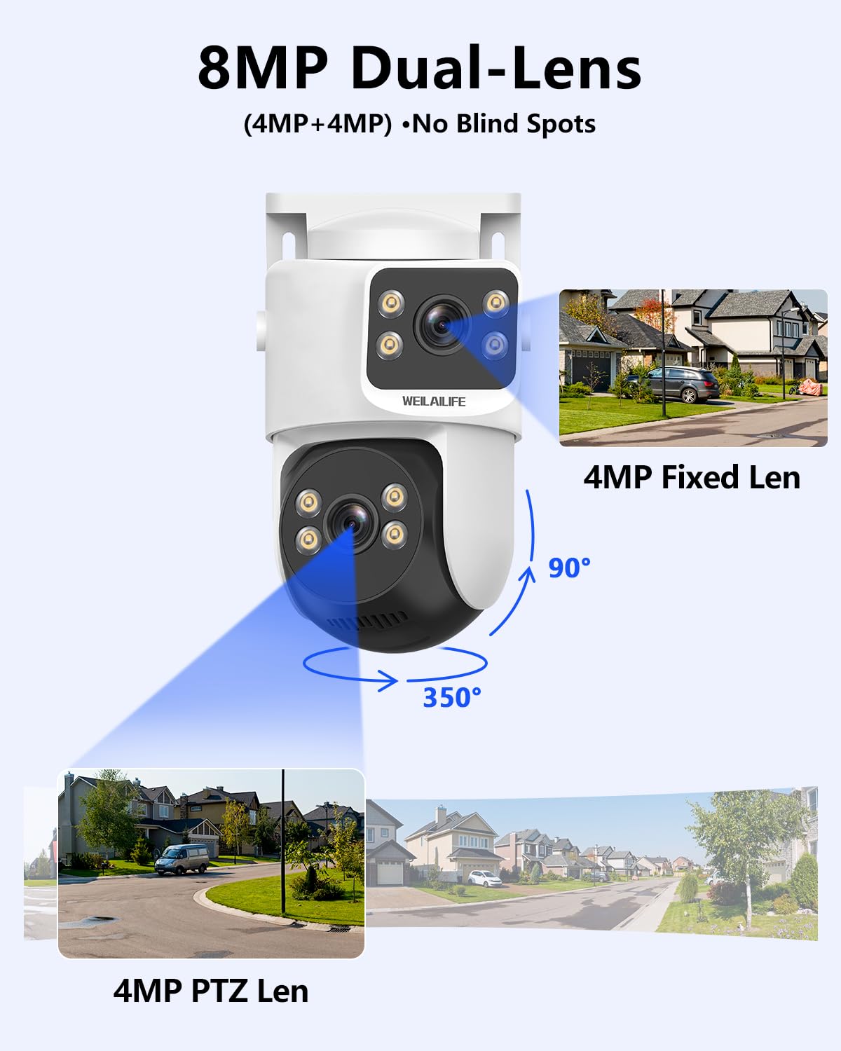 【2-Way Audio & Auto Tracking】 4K 8MP Wired Security Camera System, Outdoor POE PTZ IP Cameras, Home Video Surveillance Camera Systems