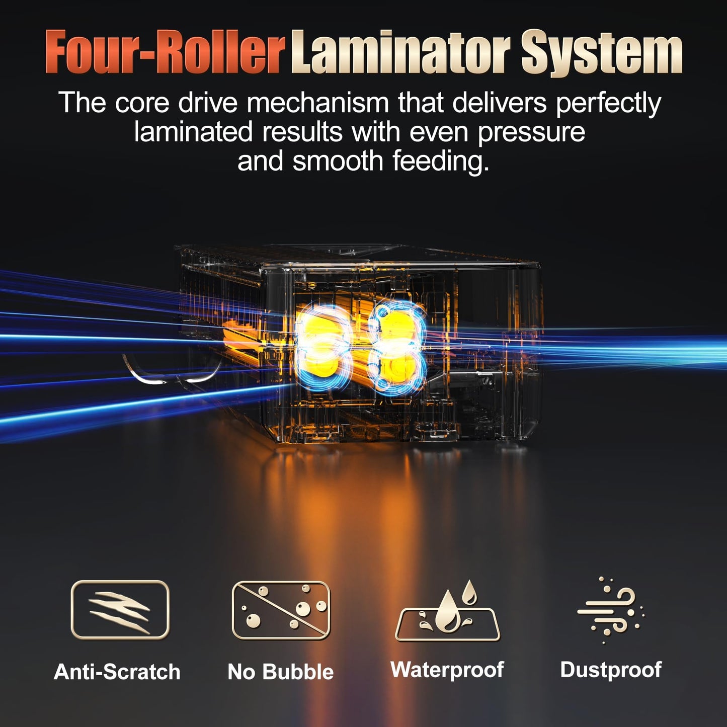 13" Heavy-Duty 4-Roller Laminator Machine, Fast 55s Warm-Up, 3-10 Mil A3/11x17 Laminating Machine, 1000mm/min Speed, Auto-Reverse Jam Prevention, Includes 30-Sheets for Office & School(White)