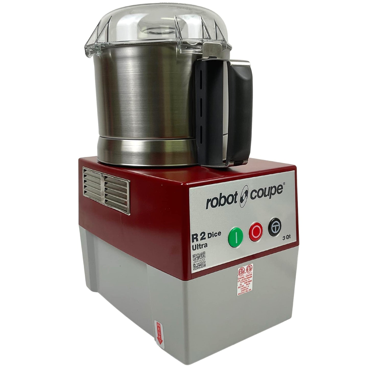 Robot Coupe R2U DICE Combination Food Processor with 3 Quart Bowl, Stainless Steel, Continuous Feed & 4 Discs, 2 hp, 120v,R2 DICE Ultra
