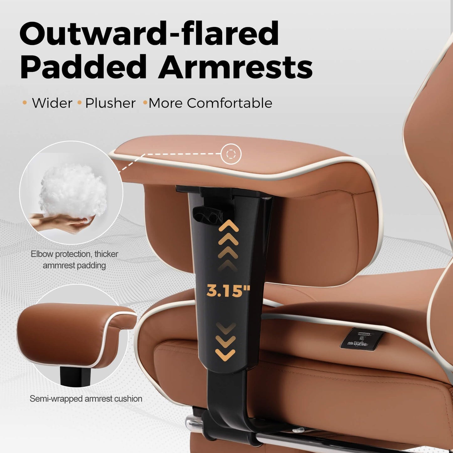 GTPLAYER Big and Tall Gaming Chair 400lbs Heavy Duty Office Chair with Foot Rest & Ergonomic Pocket Spring Cushion, High Back Lumbar Support for Lower Back Pain Relief, Coffee Brown