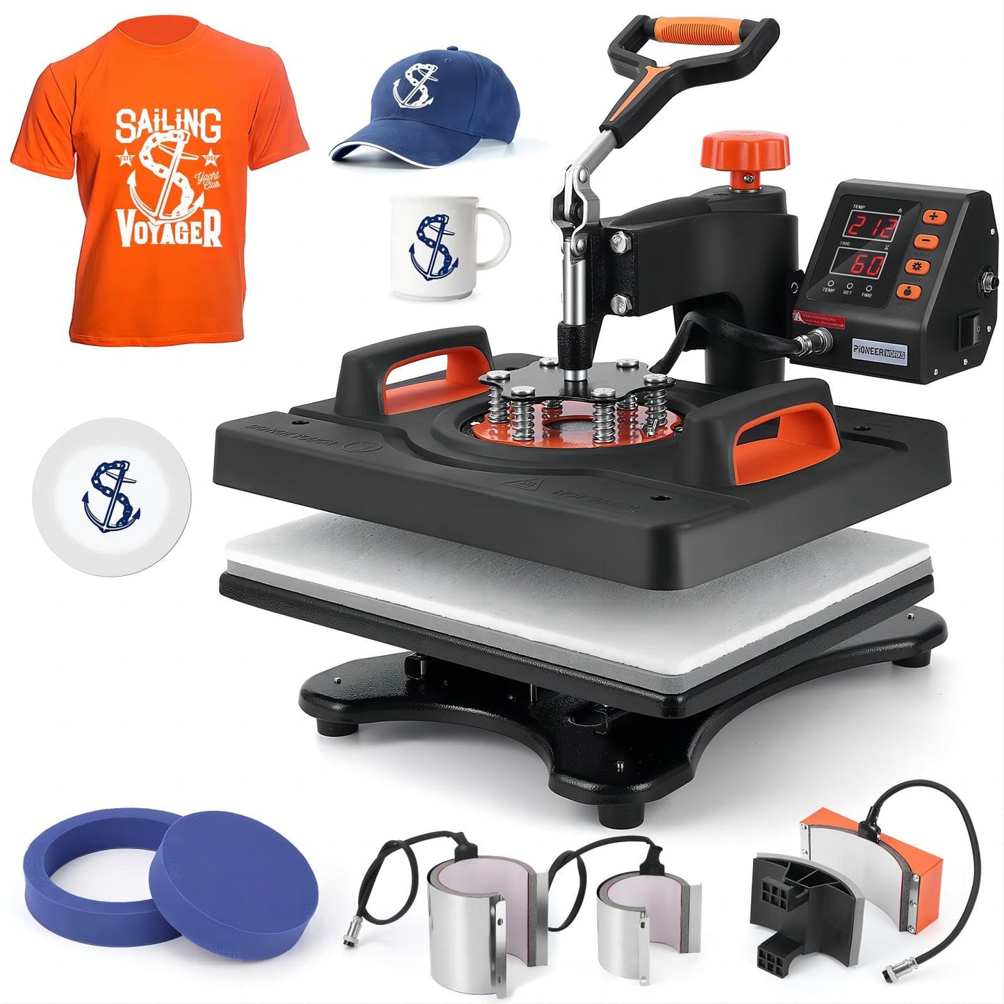 6 in 1 Heat Press Machine, 12" x 15" Professional Sublimation Machine, Heat Press Machine for T-Shirts, 360° Swing Away, 0-410℉, 3 Preset Modes Heat Transfer Machine