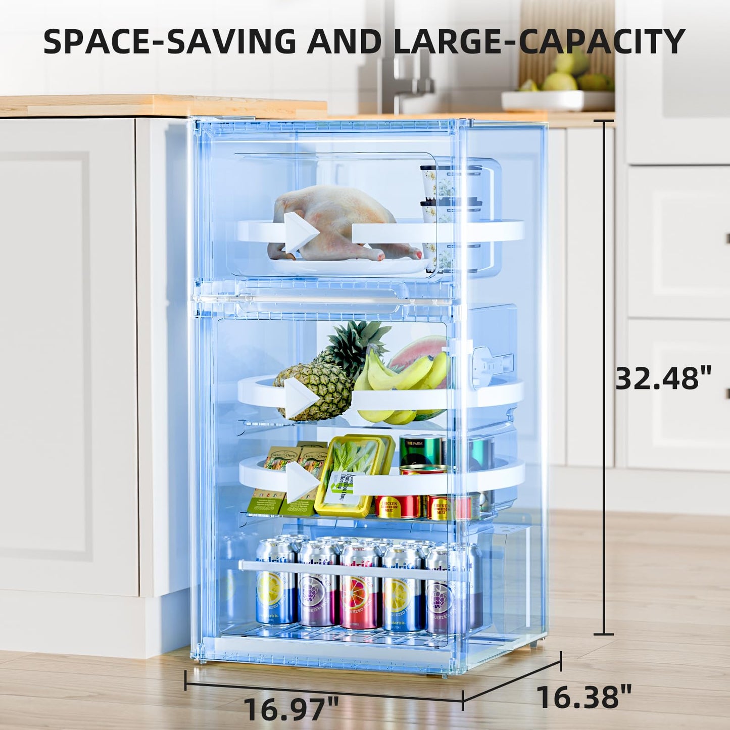 Antarctic Star Mini Fridge with Freezer, Double Door Compact Refrigerator, Adjustable Thermostat, Small Fridge for Bedroom Office Dorm Apartment, 2.45 Cu.Ft Silver