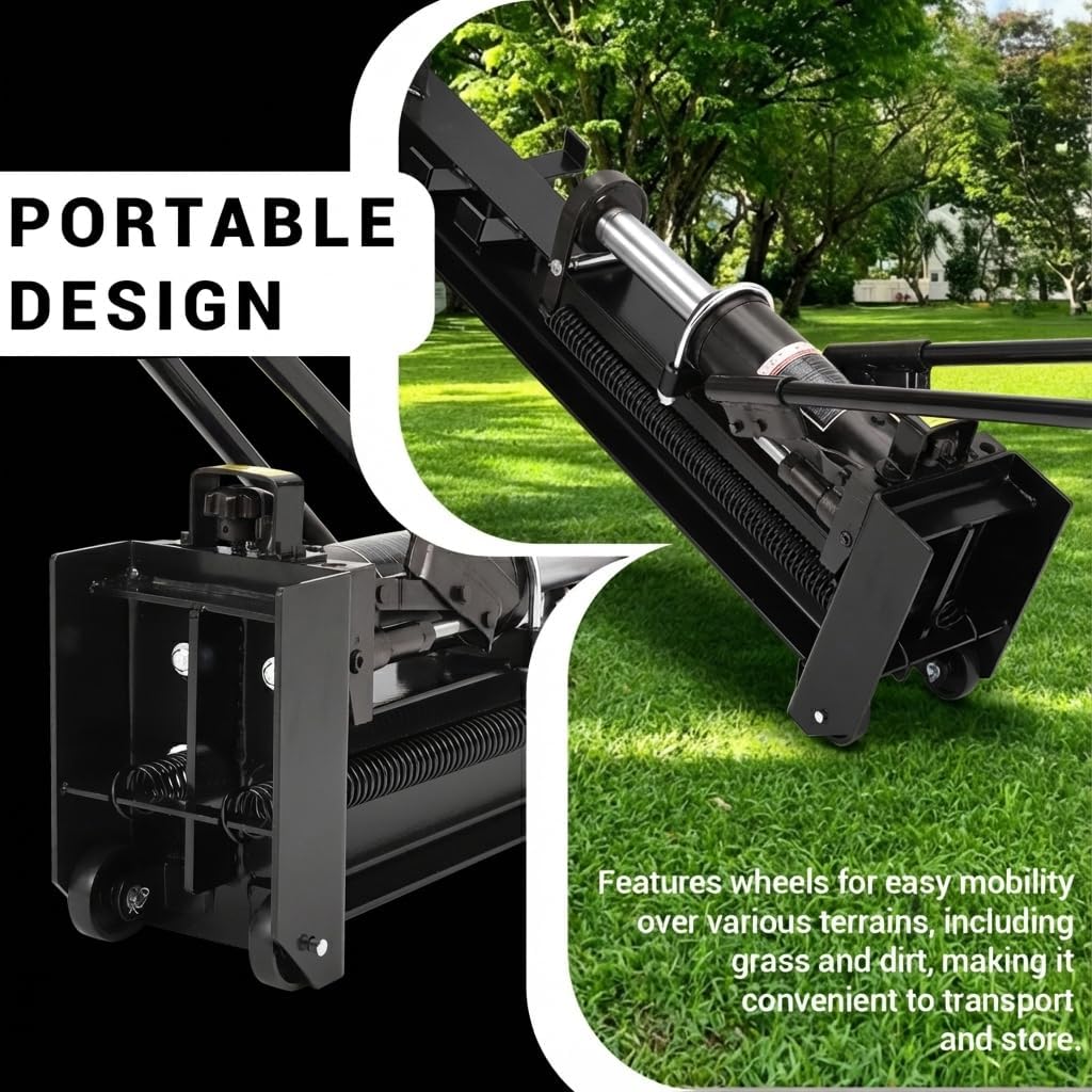 Festisoul 12 Ton Hydraulic Log Splitter, Manual Wood Cutter with Horizontal Full Steel Beam & Built-in Wheel, Heavy Duty Log Splitter for Firewood up to 18.7" Length & 8" Diameter, Black