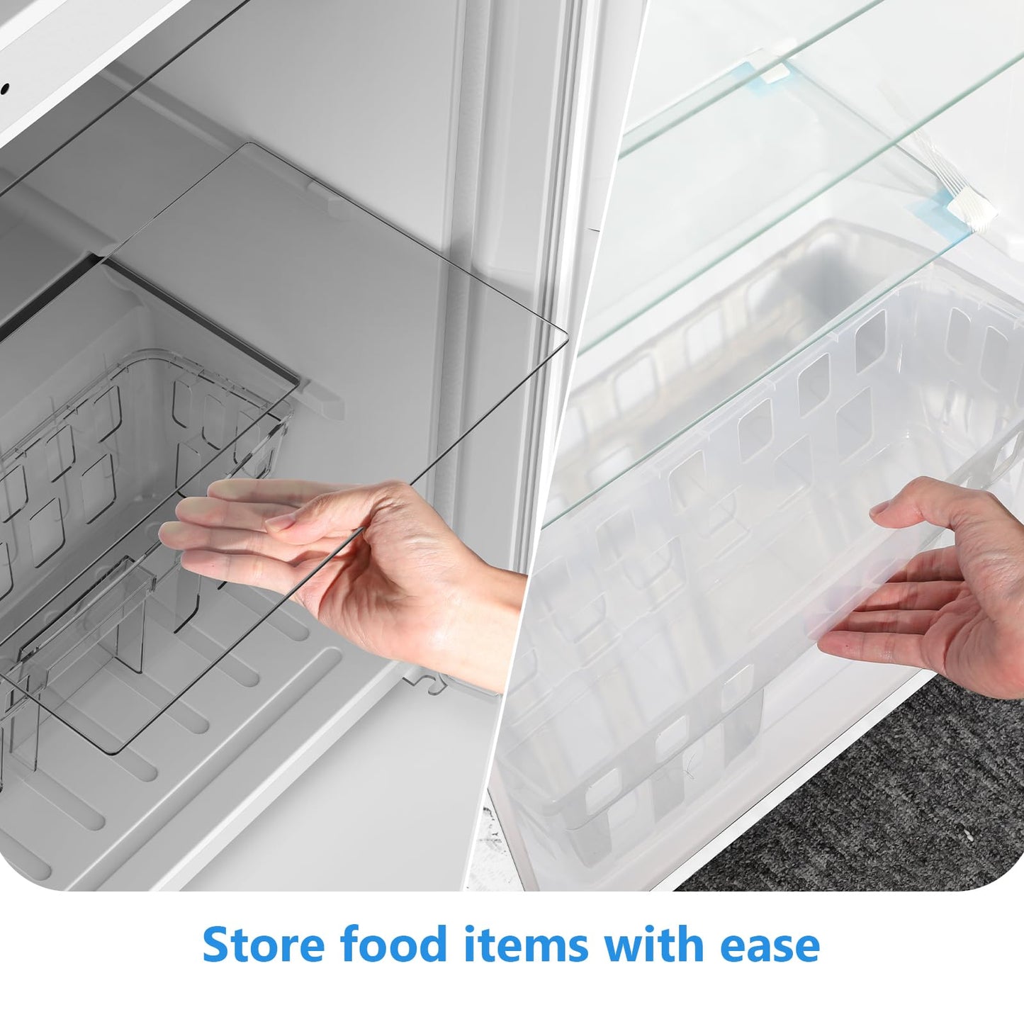 Electactic 4.5 Cu.Ft Mini Fridge with Freezer, 2-Door Compact Refrigerator With 2 Removable Shelves, 3 Level Adjustable Thermostat, Quiet Efficient for Kitchen, Office, Dorm, Apartment-Classic White