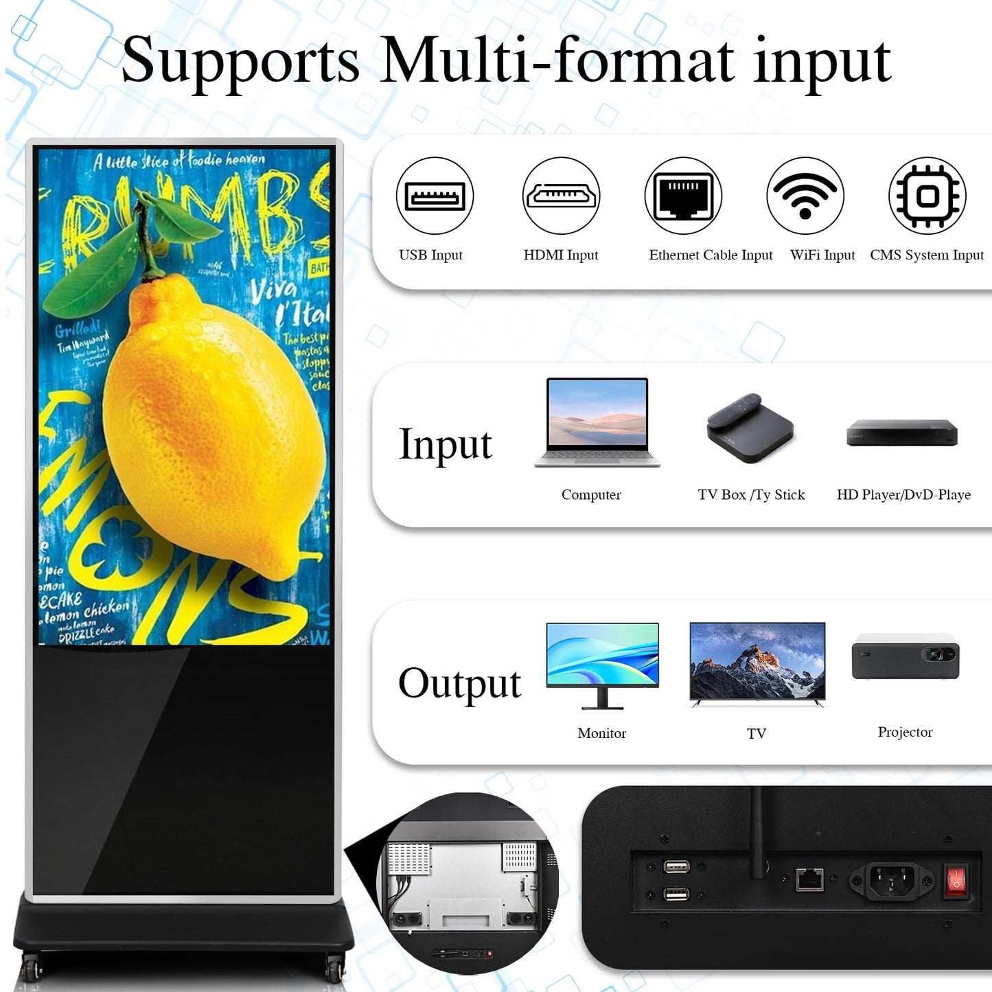 KEINONE 55" Touch Digital Signage Display Kiosk Floor Stand Advertising