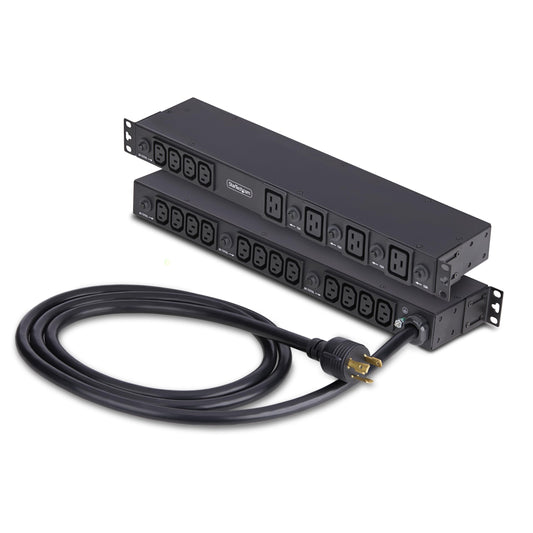 StarTech 20-Outlet Rackmount PDU, 1U Server Power Strip, 16x C13 + 4X C19, 8X Front and 12x Rear Outlets, NEMA L6-30P Wall Connection, 30A/240V, UL-Listed, TAA