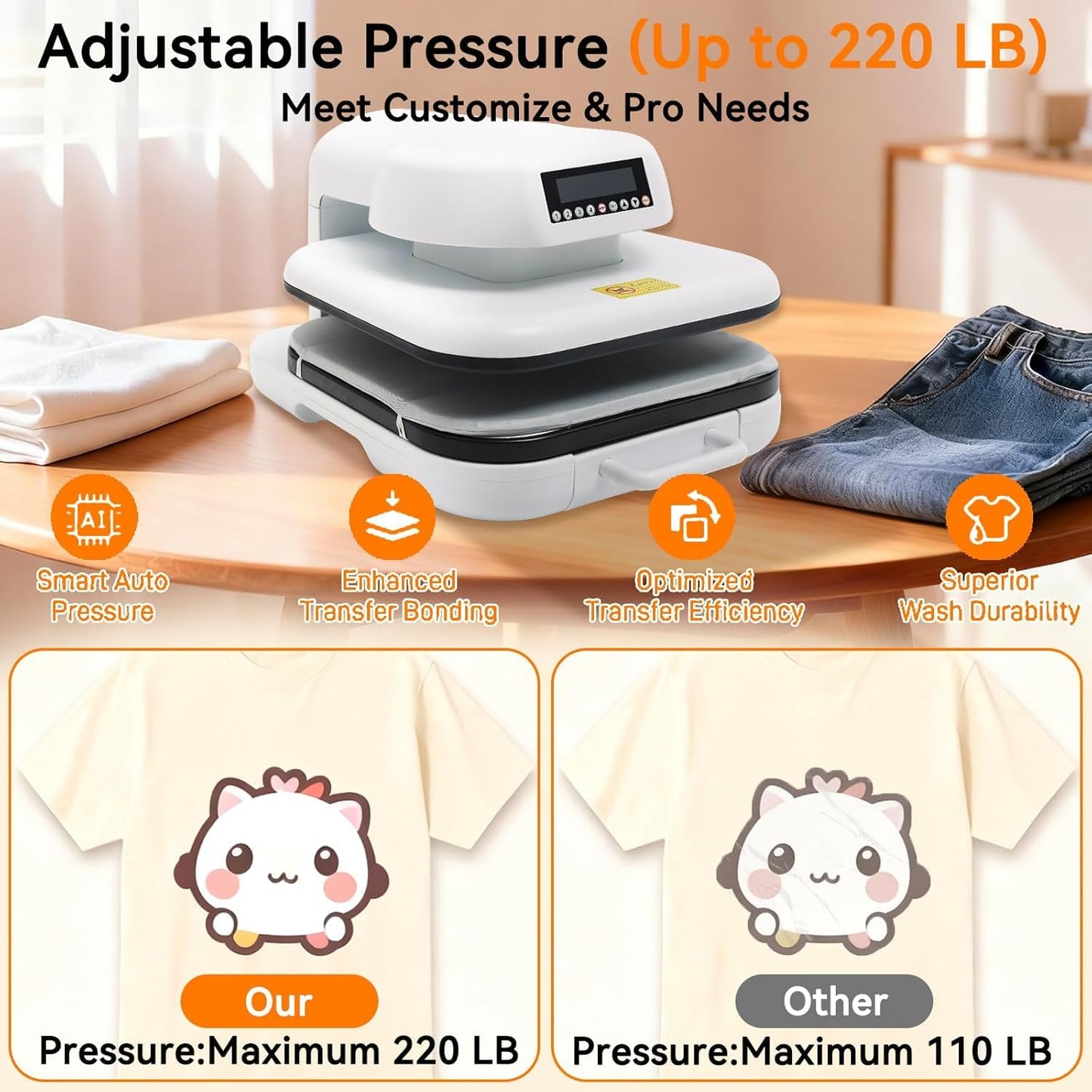 Auto Heat Press 2 - Heat Press Machine for T Shirts with Adjustable Pressure & Higher Heating Height, Heats Up Fast & Evenly Heat Press 15x15 for HTV, Sublimation, Heat Transfer Projects