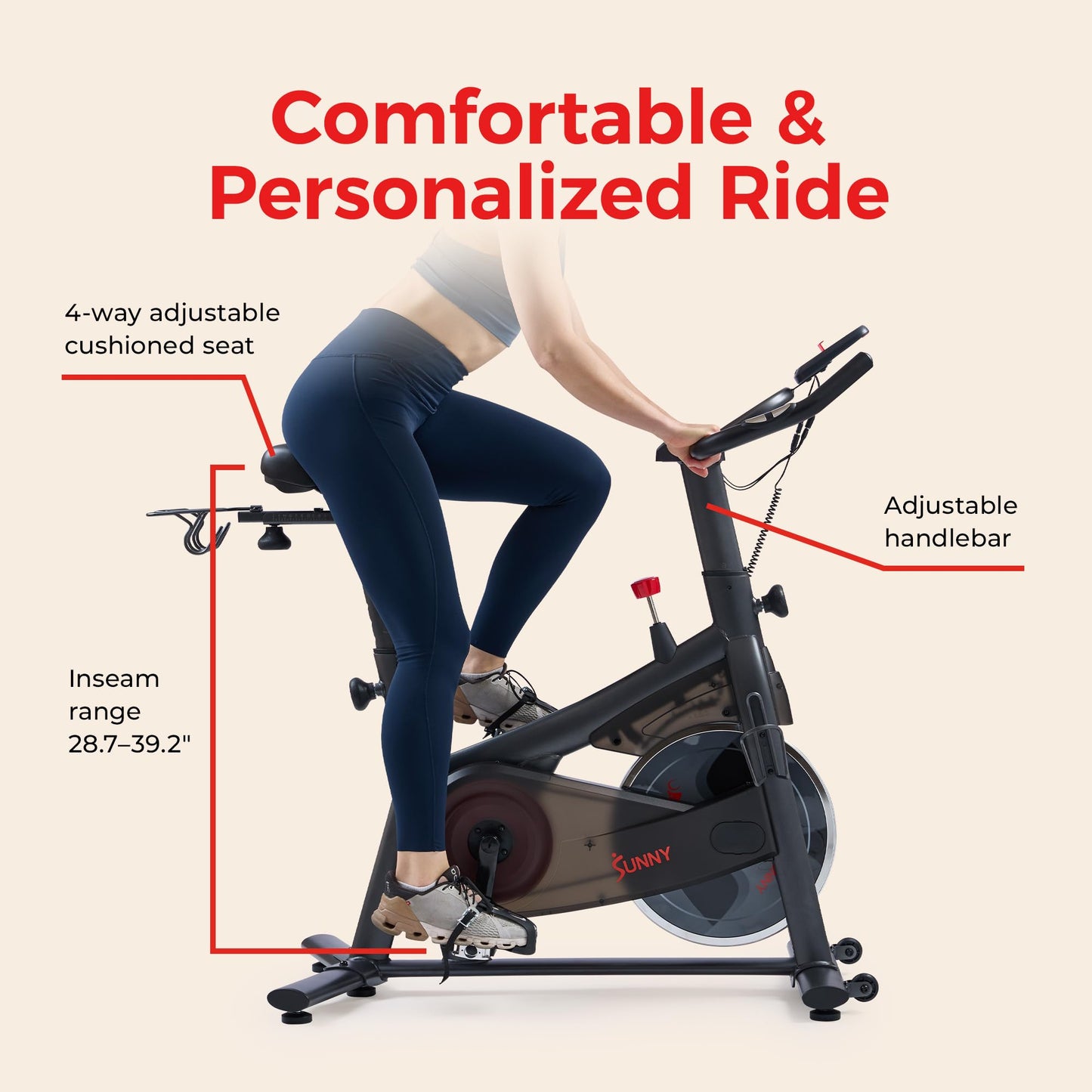Sunny Health & Fitness Vega Smart Indoor Cycling Bike – Magnetic Resistance Exercise Bike with SunnyFit App, Quiet Belt Drive & Family-Friendly Home Cardio Design
