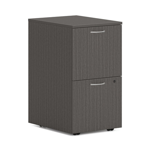 HON MOD 2 Drawer File Cabinet On Wheels, Mobile Pedestal with Filing Cabinets for Home Office, 15" W Portable Storage, Slate Teak