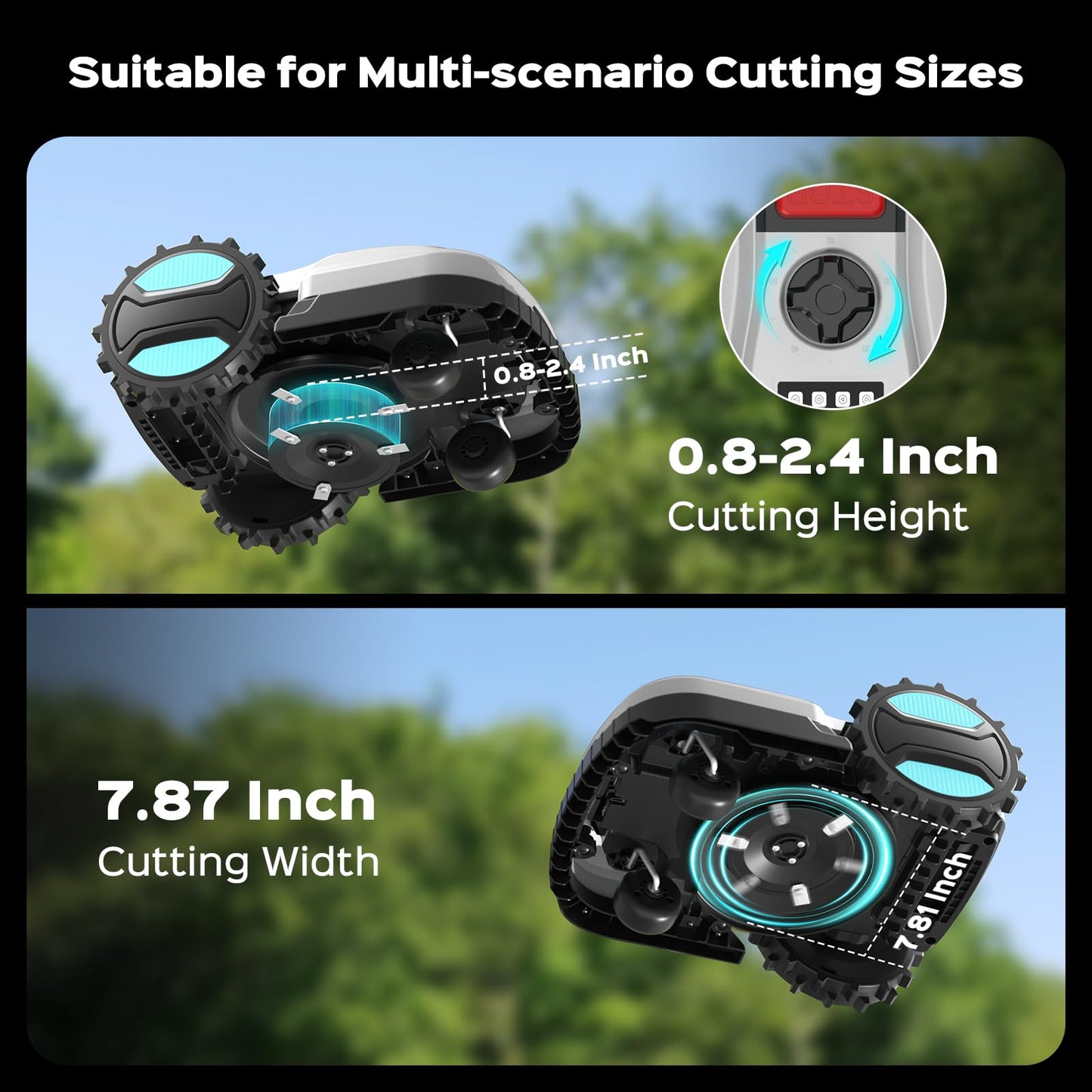 2026 New Robot Lawn Mower with App Control – Features Adjustable Cutting Height, Auto-Charging, Obstacle Detection and Brushless Motor for Lawns Up to 1/8 Acre, Dark Gray
