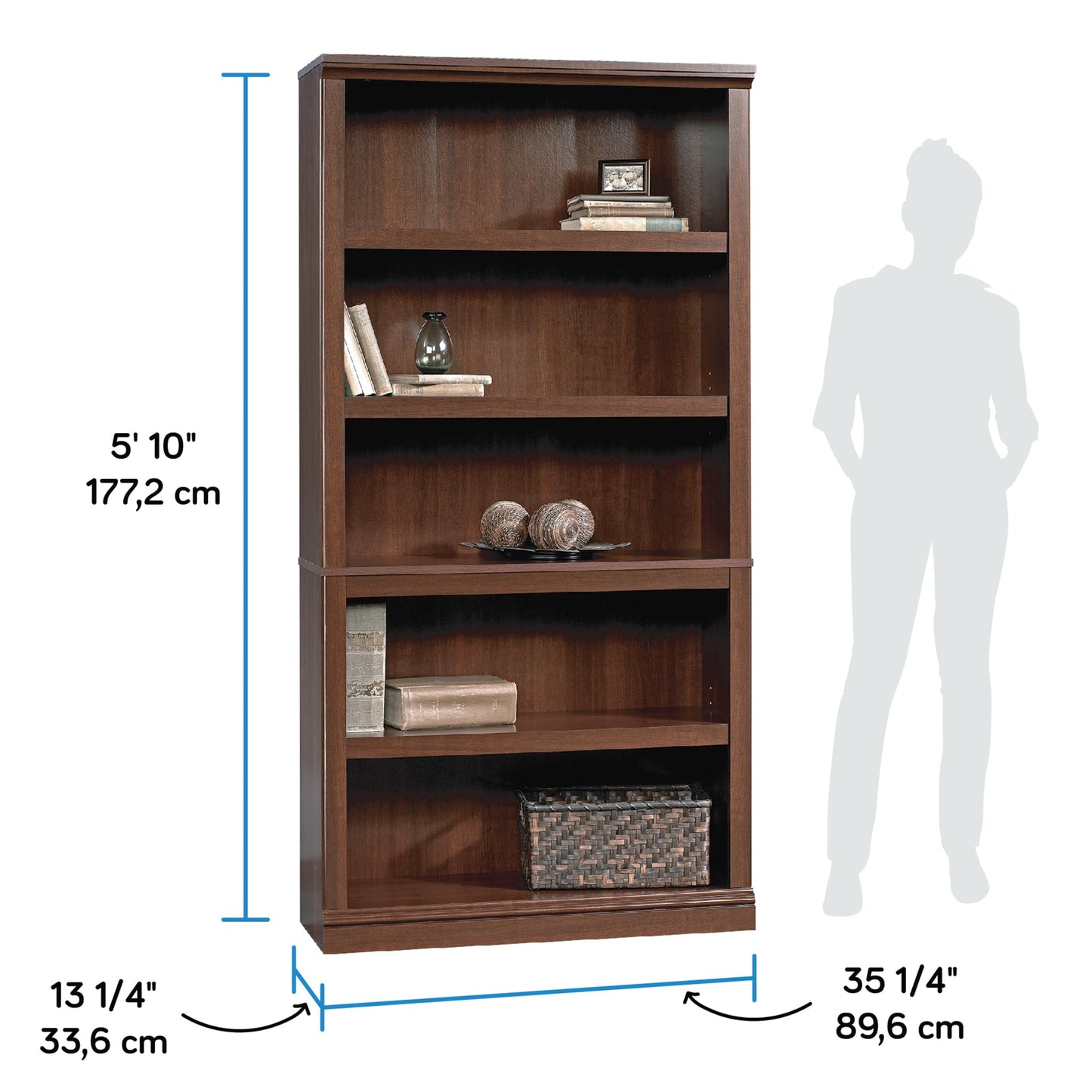 Sauder Miscellaneous Storage 5-Shelf Bookcase/ Book shelf, Select Cherry finish