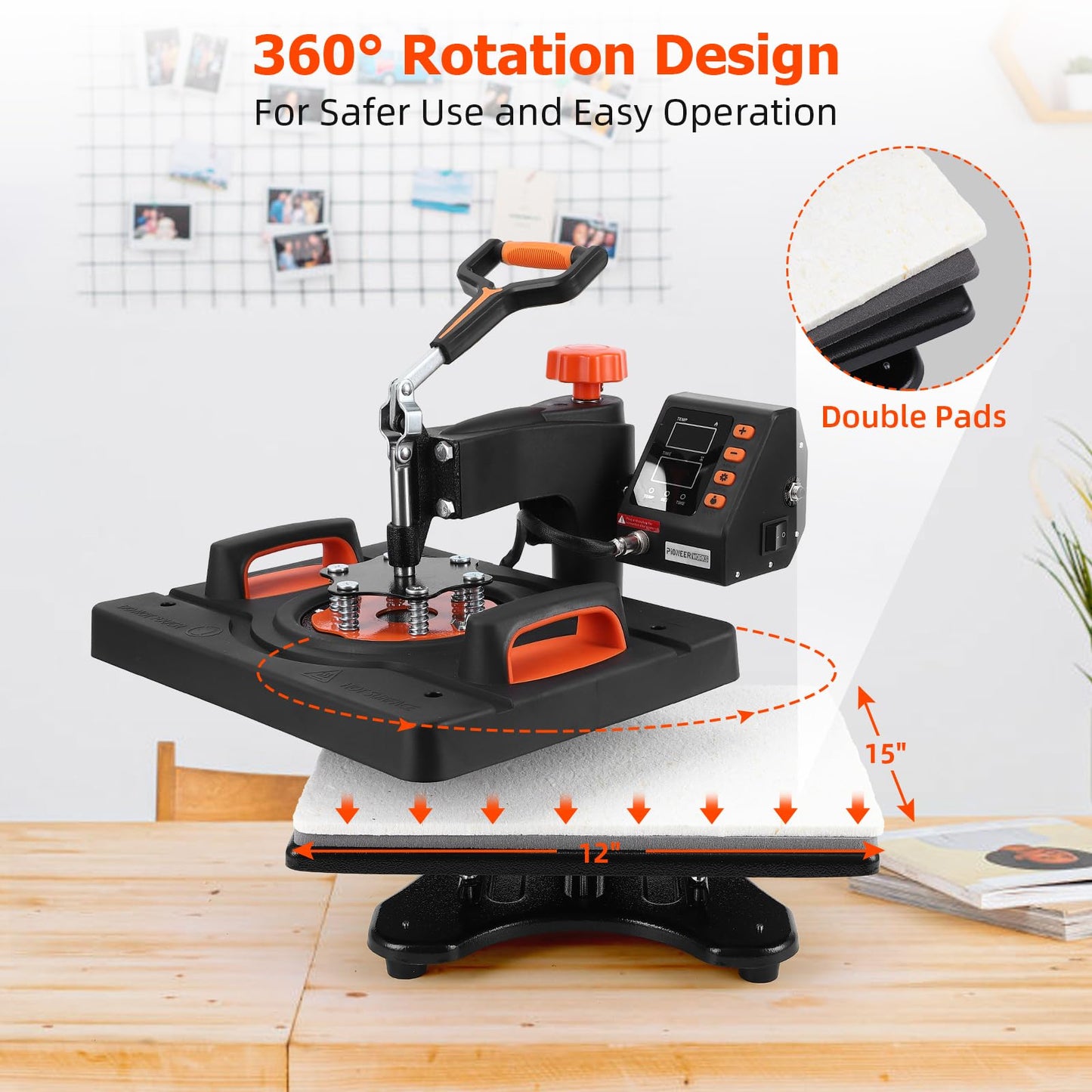 6 in 1 Heat Press Machine 12x15 Inch, Multifunction Heat Transfer Sublimation Combo, 360° Swing Away, Digital Industrial-Quality T Shirt Pressing Machine for Mugs Hats Caps Plates