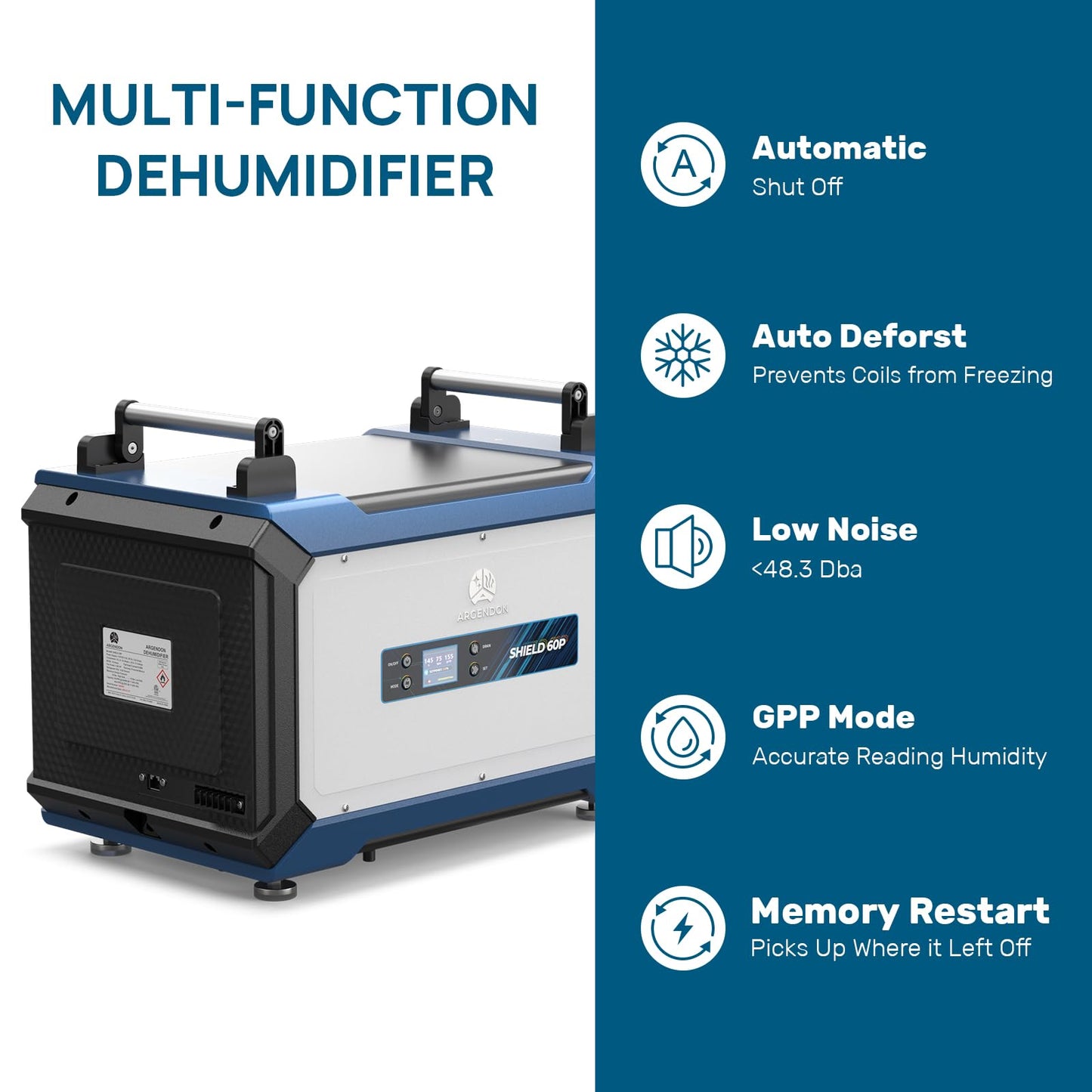 ARGENDON 180 Pints Commercial Dehumidifier with Pump for Crawl Space, Industry Water Damage Unit for up to 2,300 sq ft Large Space, Job Sites, Basement, Auto Defrost, 5 Years Limited Warranty