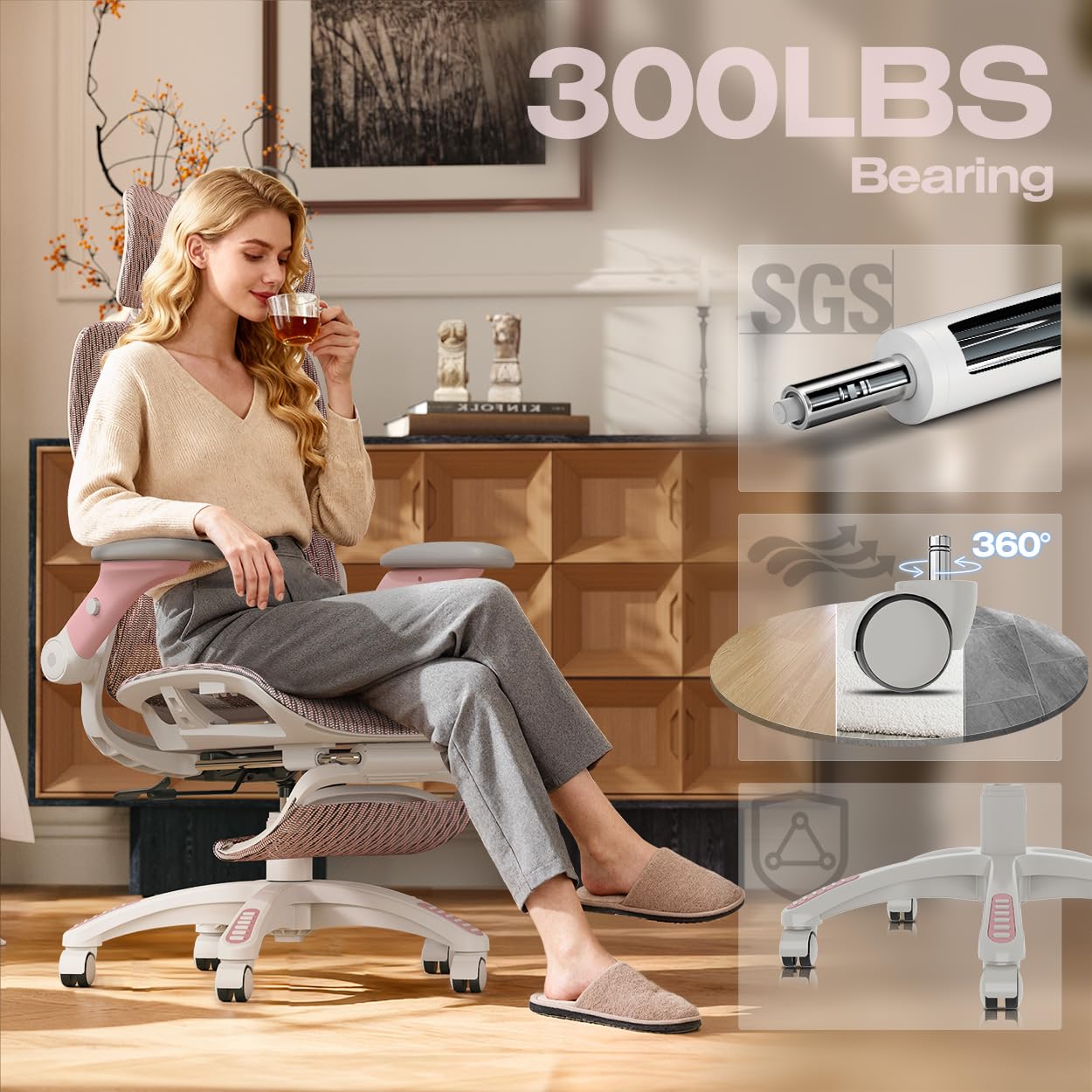 ELABEST X100 Ergonomic Mesh Office Chair with Footrest, Big and Tall Hone Desk Chair with 5D Flip-Up Arms, Adjustable 3D Lumbar Support,Gaming & Executive Computer Chairs
