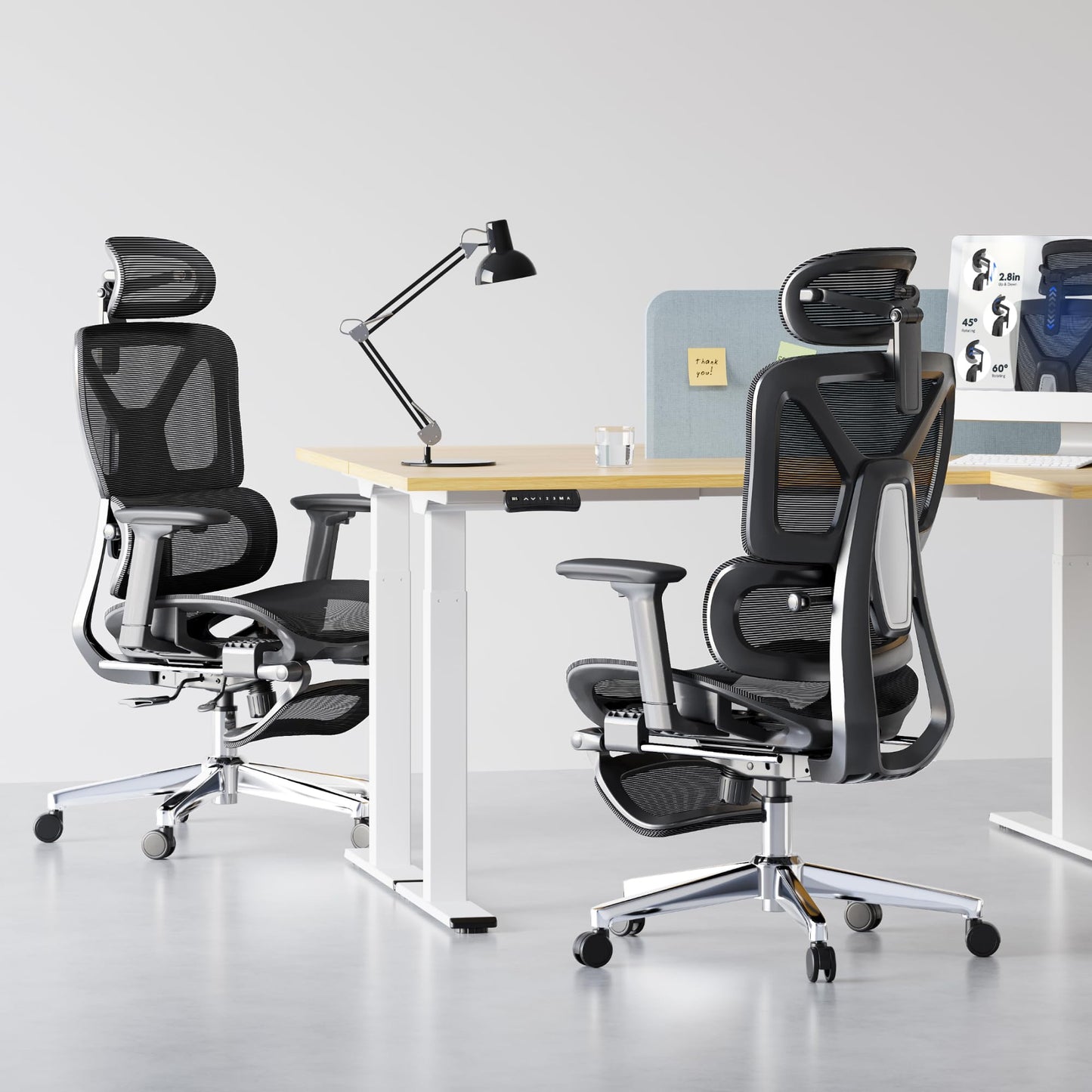 FLEXISPOT ErgoX Premium Ergonomic Office Chair with Footrest - Adjustable 3D Armrests, Dynamic Lumbar Support, Recline & Tilt Function, Mesh Seat, for Home & Office Use, Black
