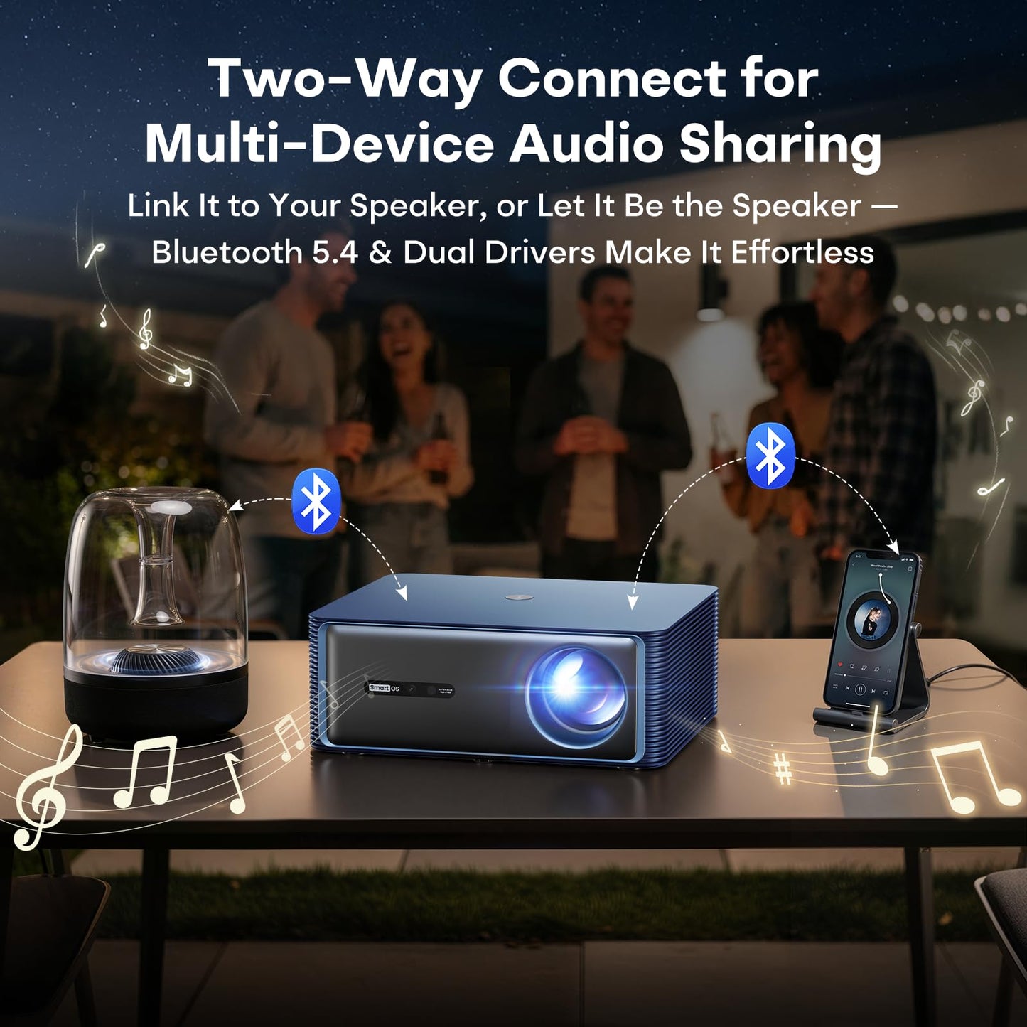 Boldever 3000 ANSI Google TV Smart Projector - 4K Projector with WiFi and Bluetooth, 20W HiFi Speakers Outdoor Movie Proyector, Auto Focus & Keystone Projector for Home Theater Indoor