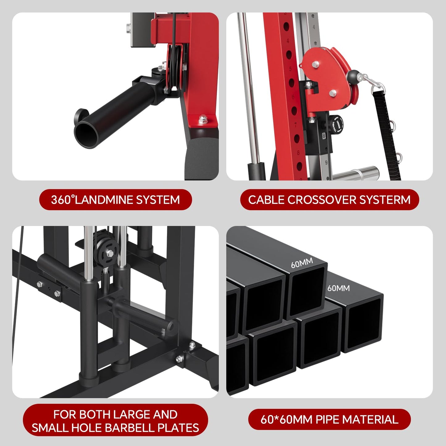 SPART Workout Station Angled Smith Machine with Bench,Cage System-Home Gym Multifunction Rack,Workout Equipment with Smithe Bar, LAT Pull-Down Systems, Cable Crossover Machine and Cable Attachment